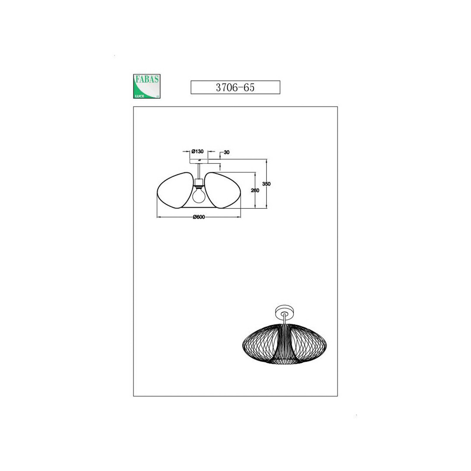 Fabas Luce Plafonieră Fassa negru Ø 60 cm metal - Camera de zi / sufragerie - modern