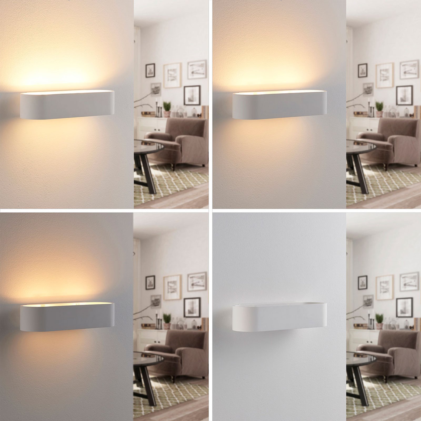 Rounded plaster wall lamp Fioni, LED