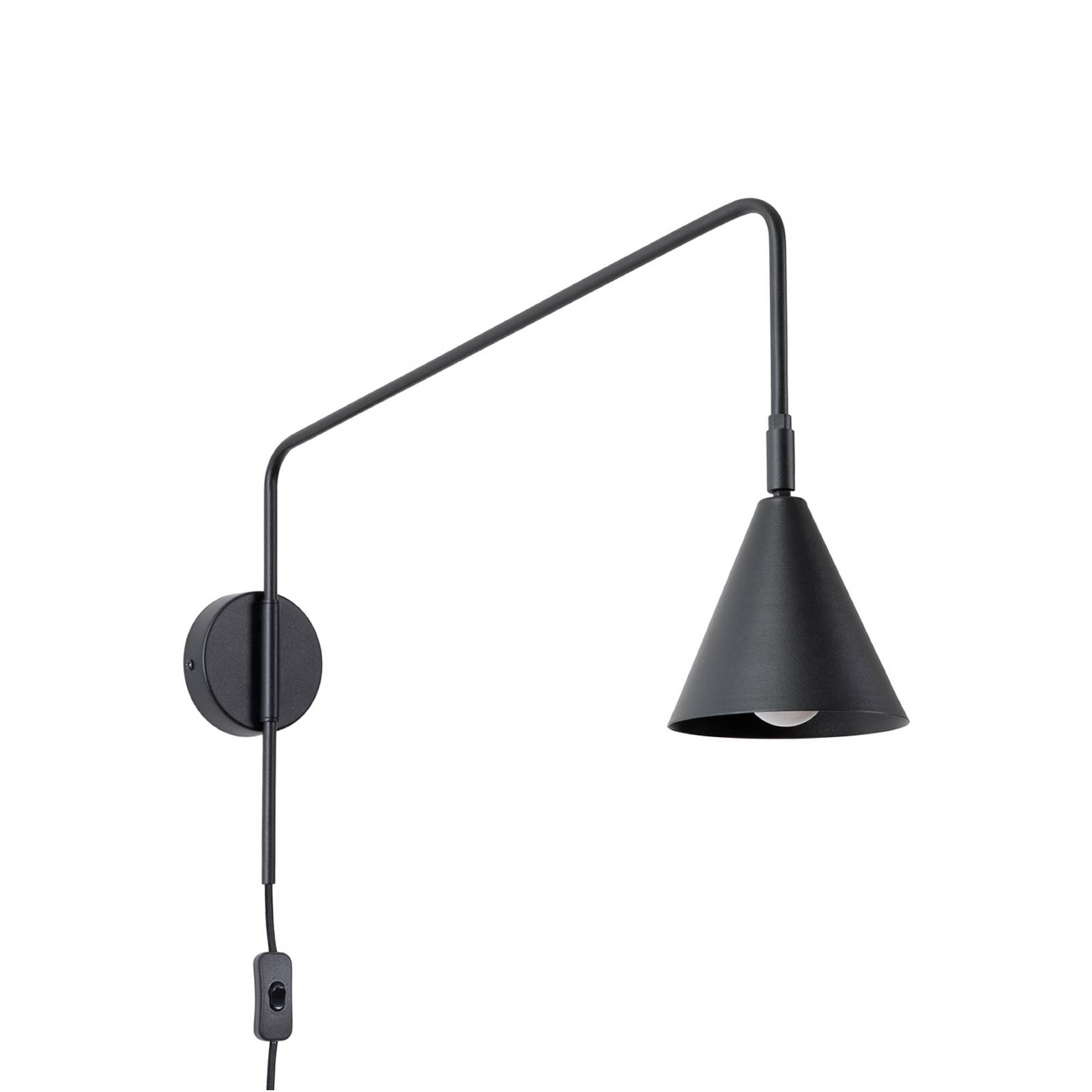 Wandleuchte LYS, schwarz, Ø 14 cm, Metall, Stecker, E14