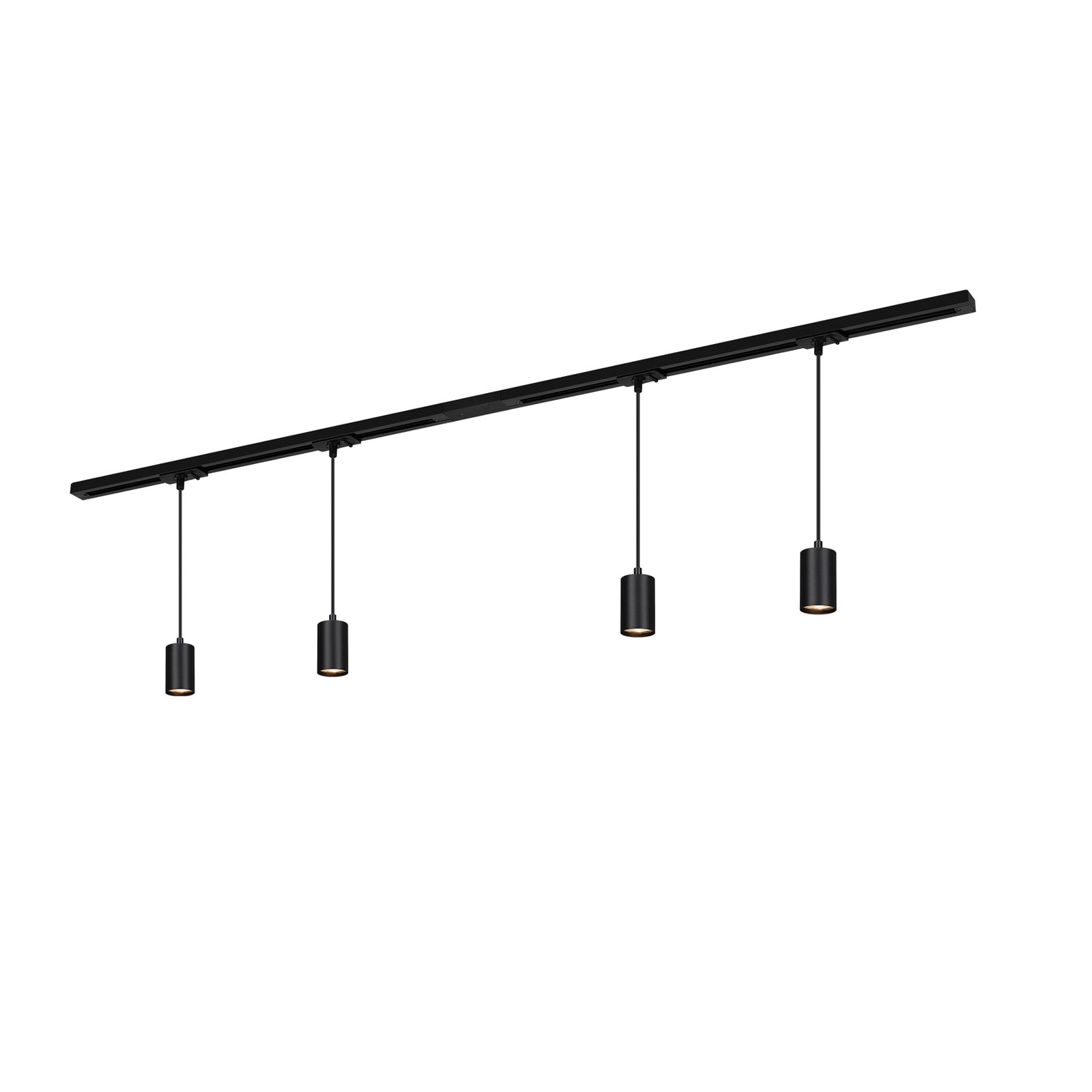 HV track lighting system Rail, pendant, black, 4-bulb, length 1.5 m