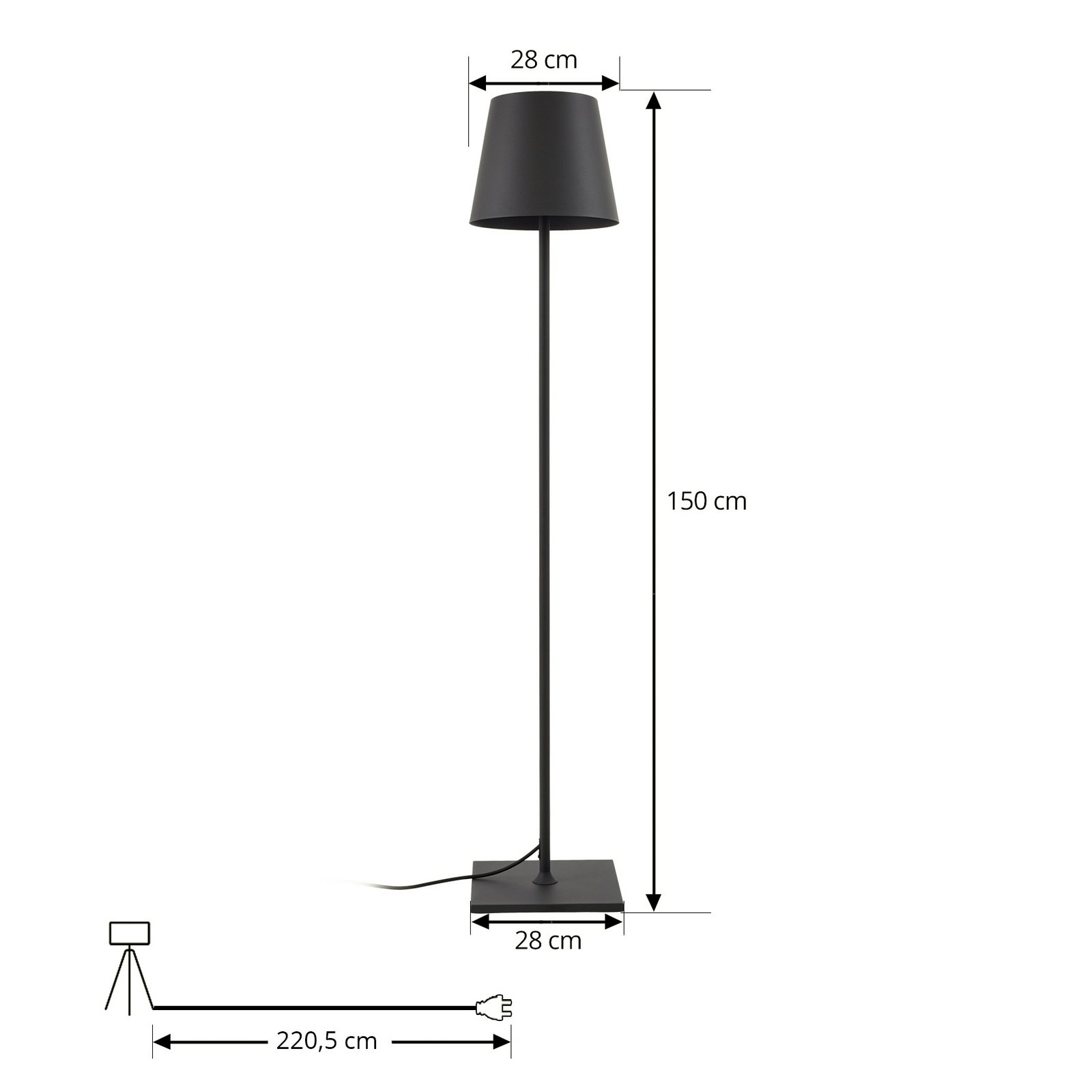 Lucande terraslamp Andrei, grijs, 150cm hoog, IP54, E27