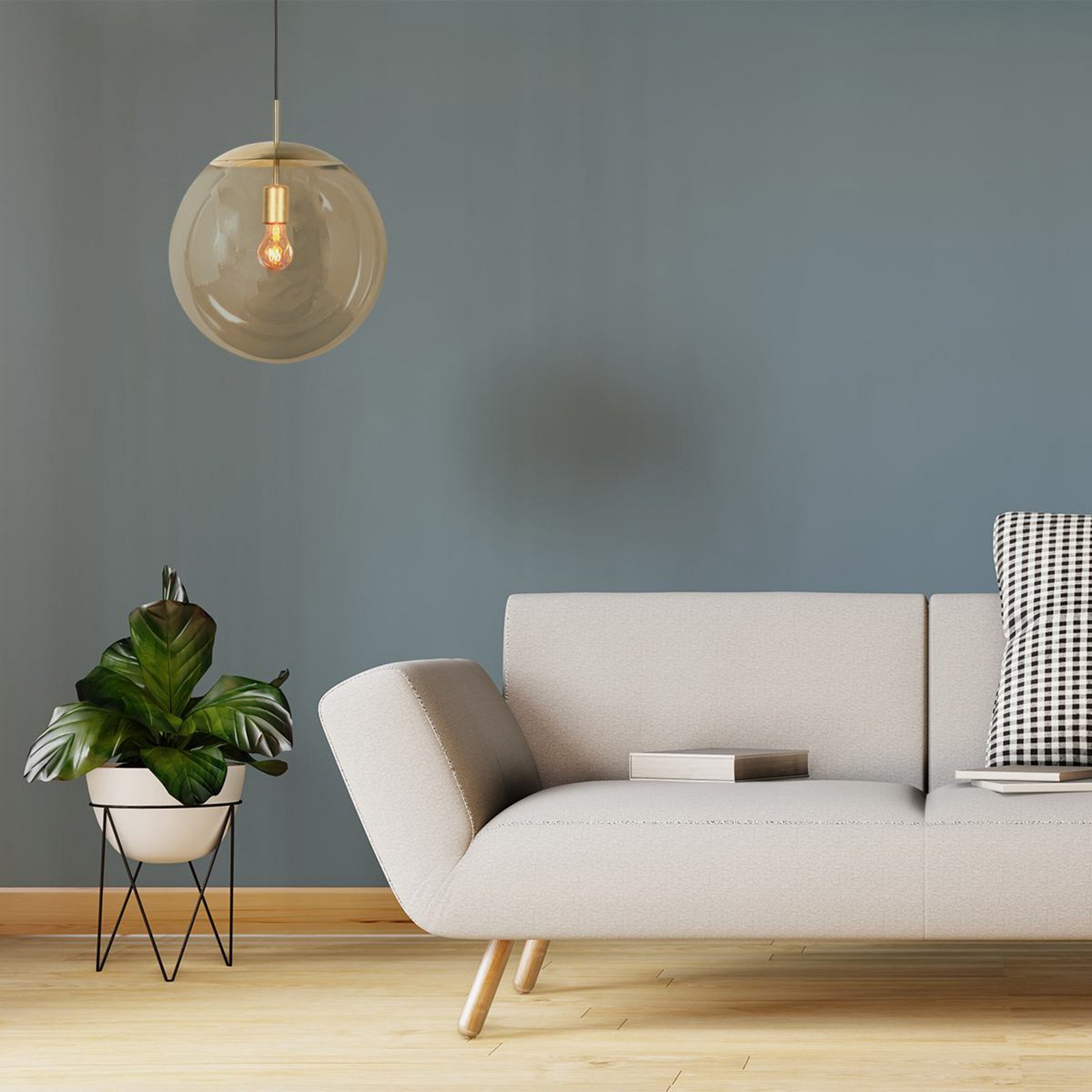 Bollique pendant light, brass, Ø 40 cm, glass, 1-bulb, ball