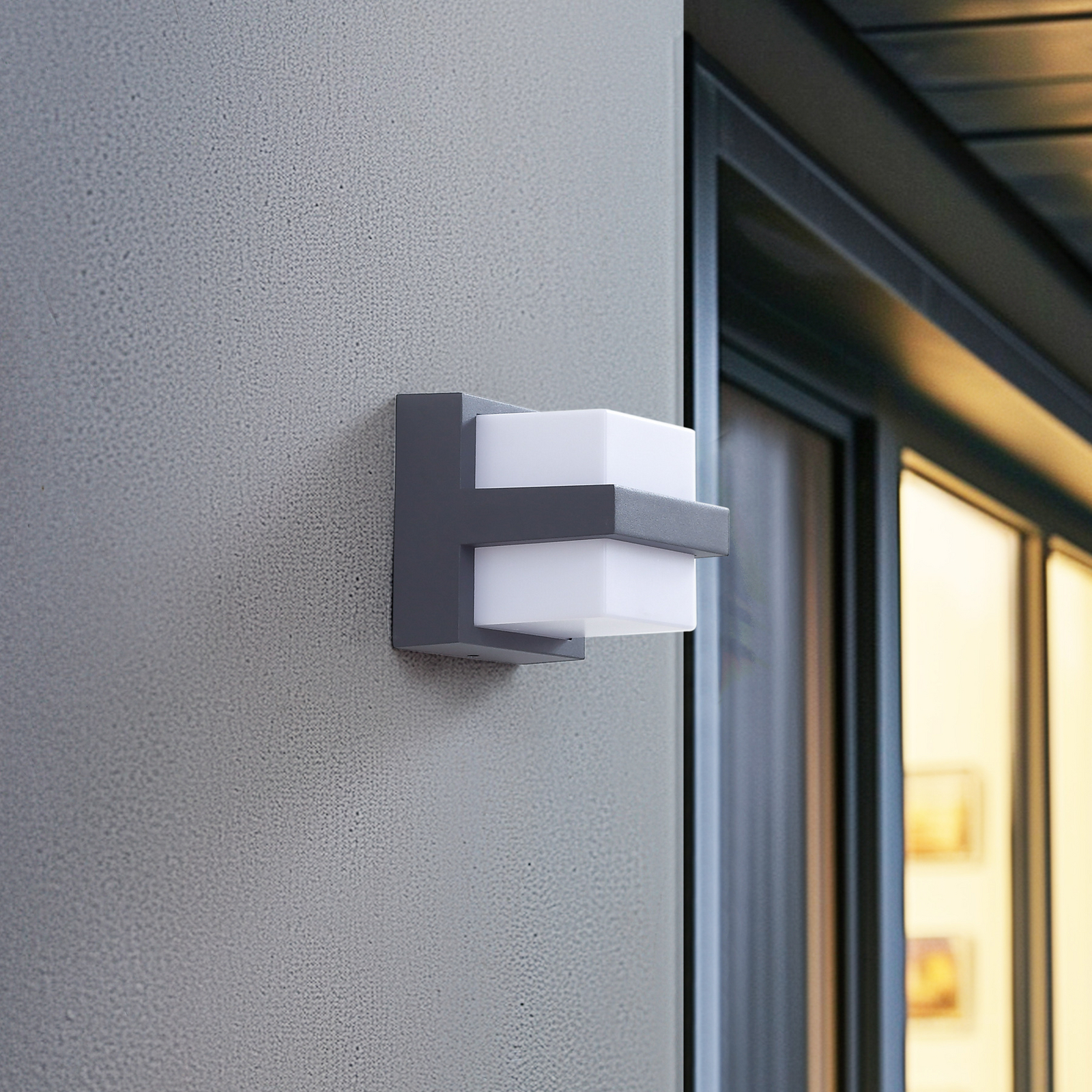 Fyra Square LED Smart Buiten Wandlamp Grijs - Lindby