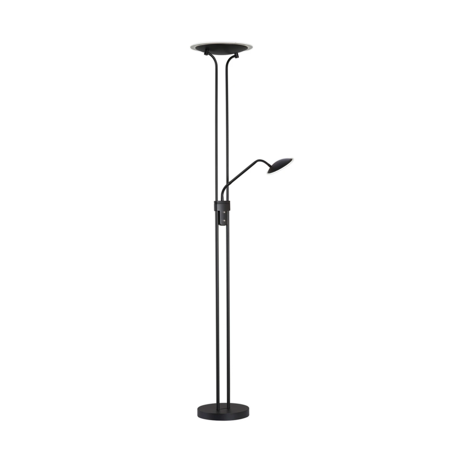 Lámpara de pie LED Tallri, negra, 180 cm, 2 luces, metal, CCT