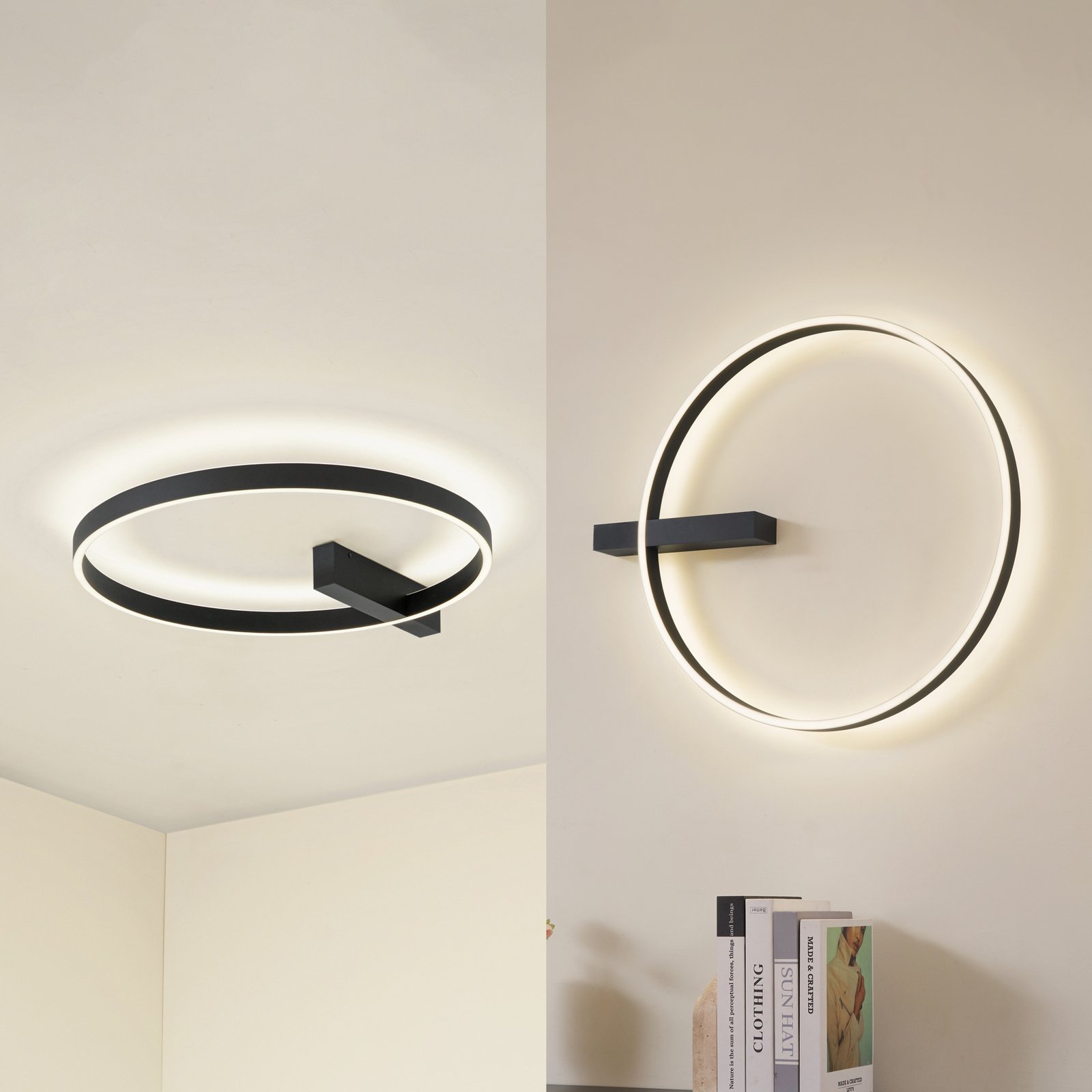 Lucande LED-Deckenlampe Isalin, 60 cm, schwarz, CCT, dimmbar