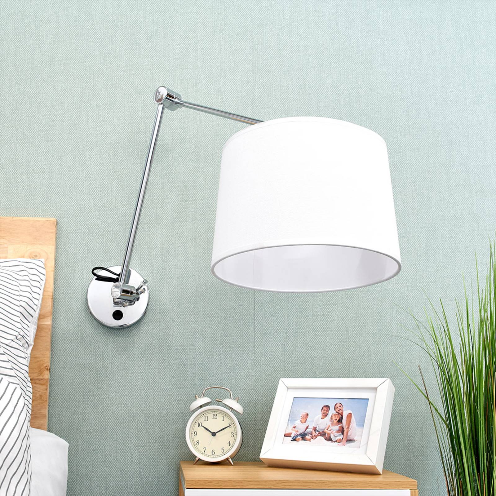 Photos - Chandelier / Lamp Lucande Fabric wall light Jolla, cantilever arm and switch 