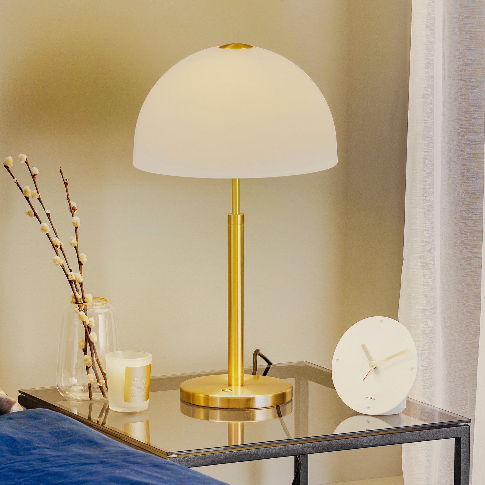 Rothfels Laurena LED table lamp, glass, brass