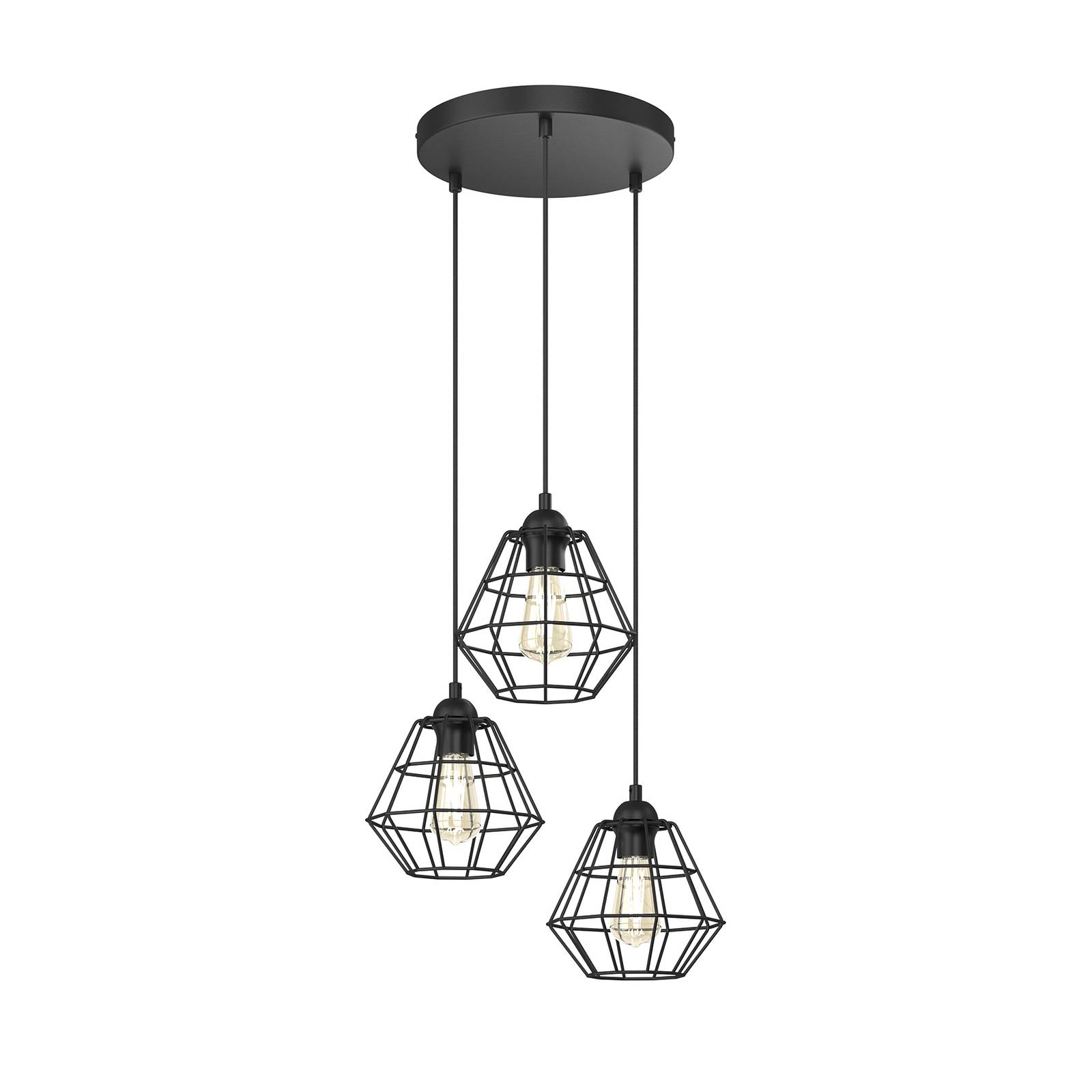 Envolight Saphir suspension ronde 3 lampes noire