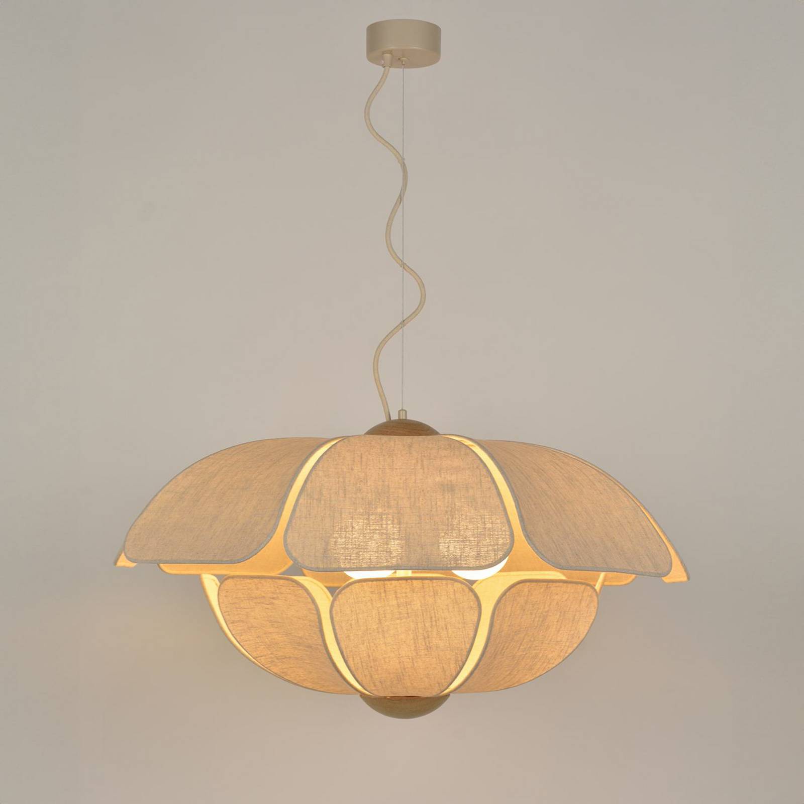 MARKET SET Żyrandol Coquillage, 70 cm kremowy, len