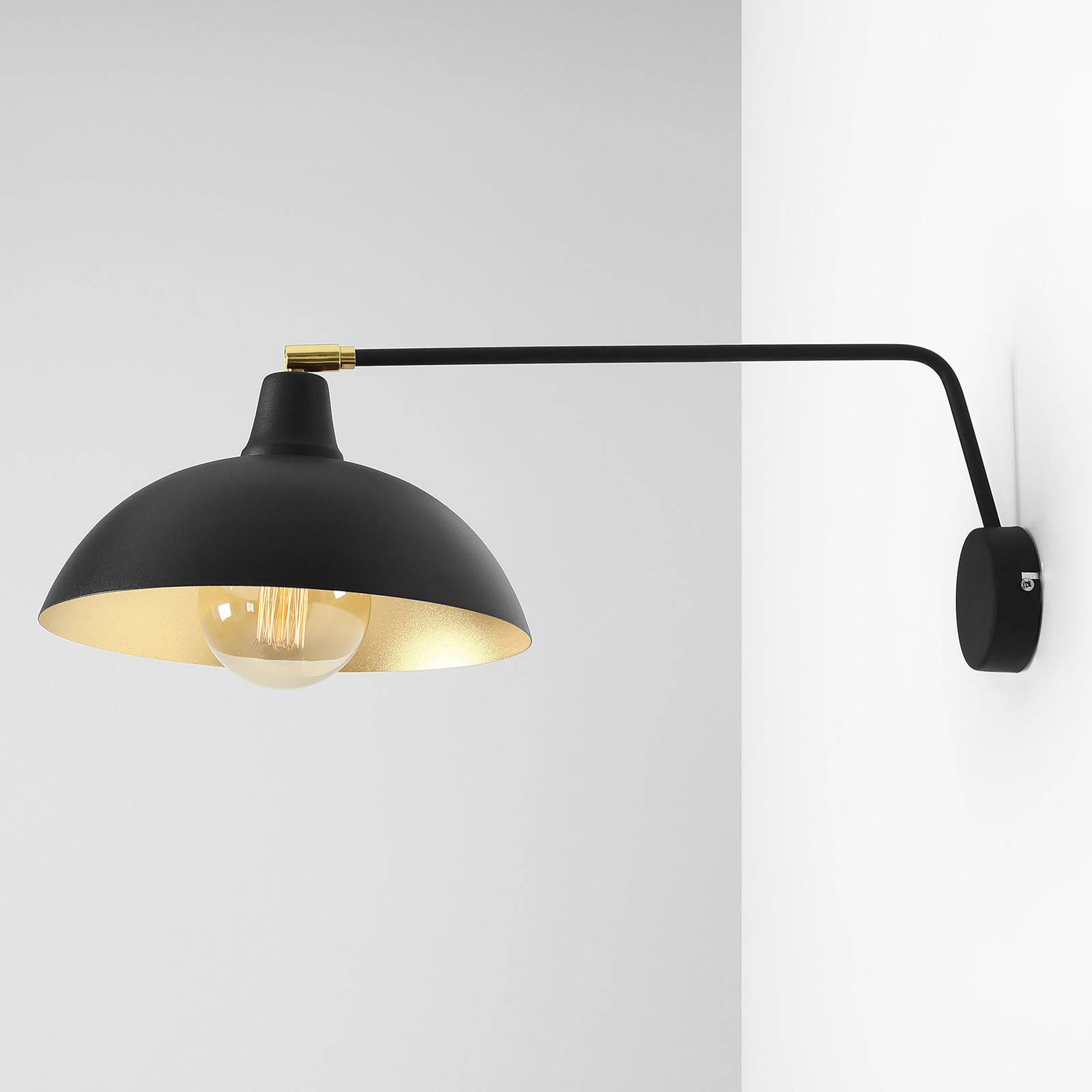 Wandlamp 1036, 1-lamp, zwart-goud
