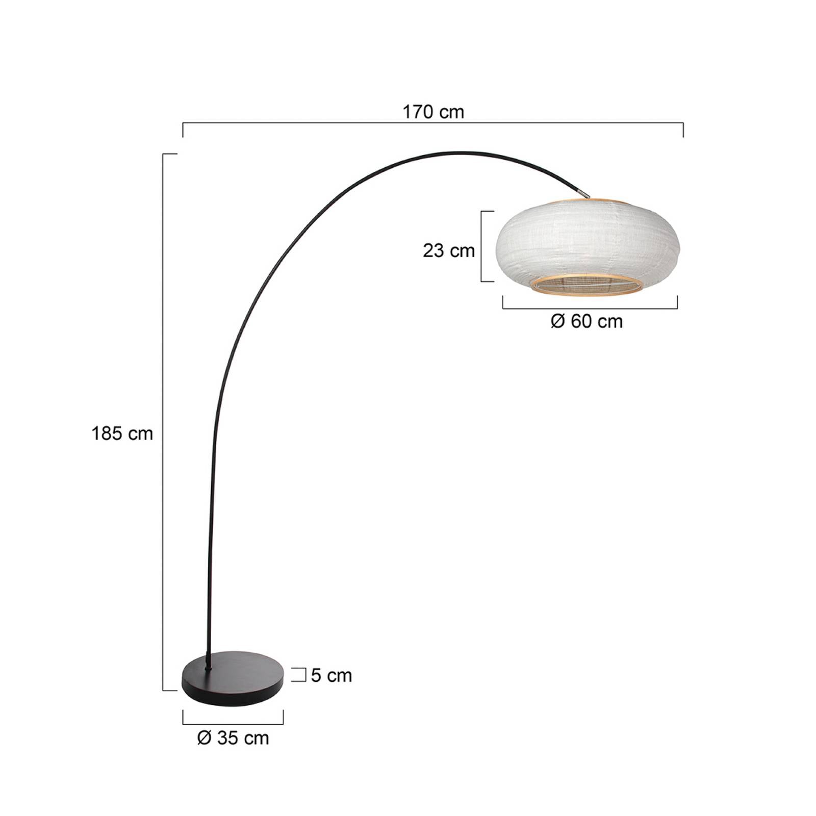 Mexlite Solva bågformad golvlampa, svart/grå linne, höjd 185 cm