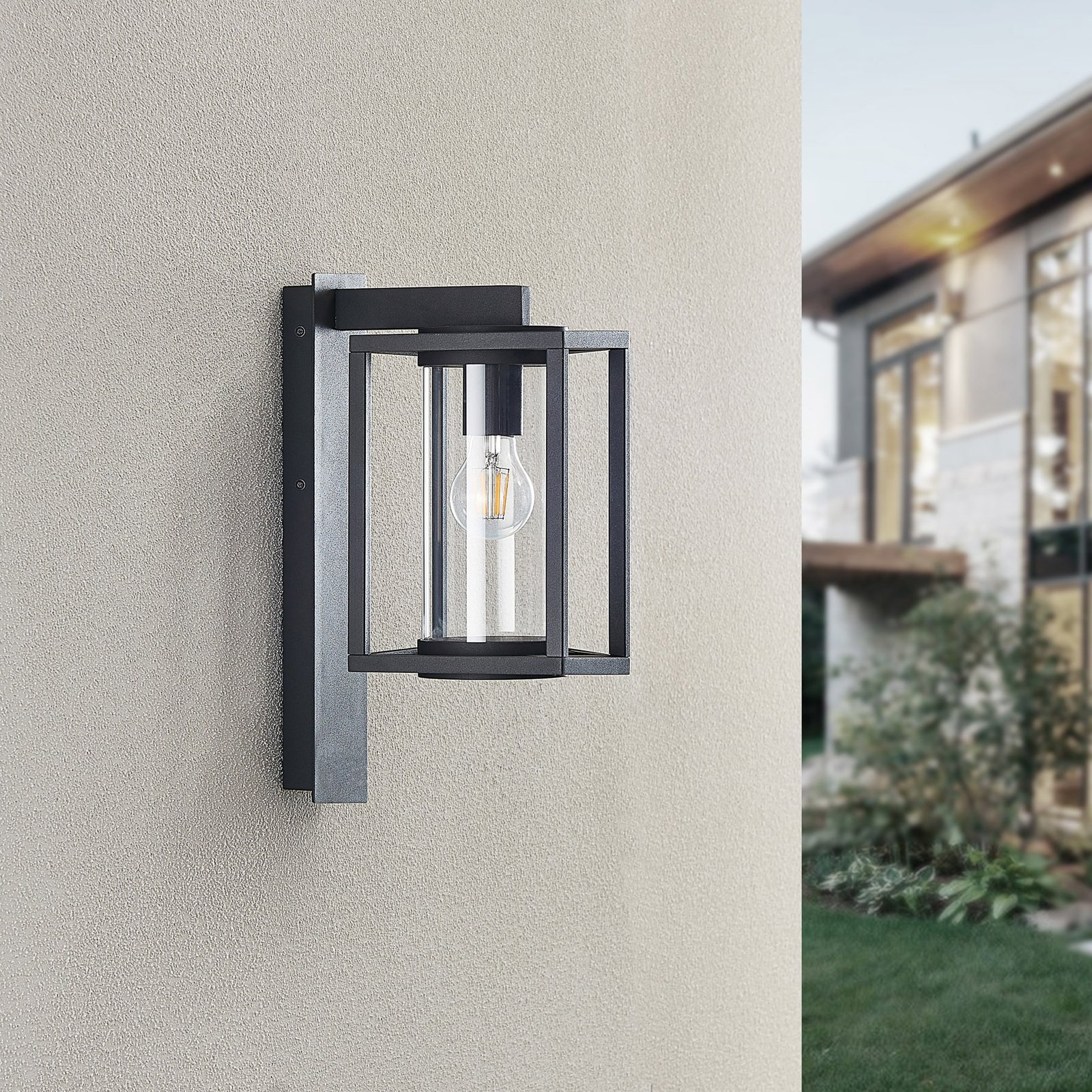 Lucande outdoor wall light Ferda, set of 2, pendant, dark grey