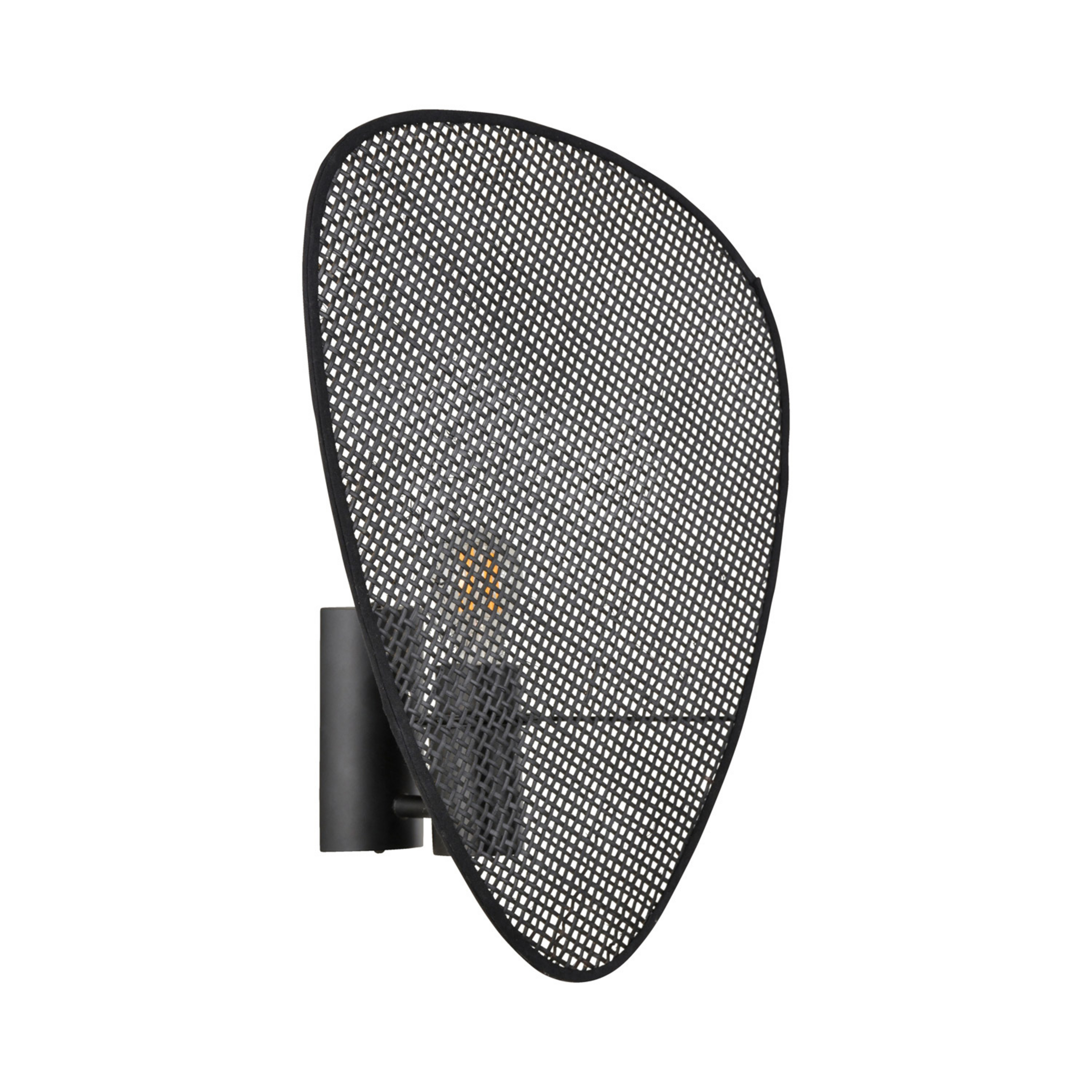 wandlamp Screen, 42 cm hoog, zwart, rotan - MARKET SET