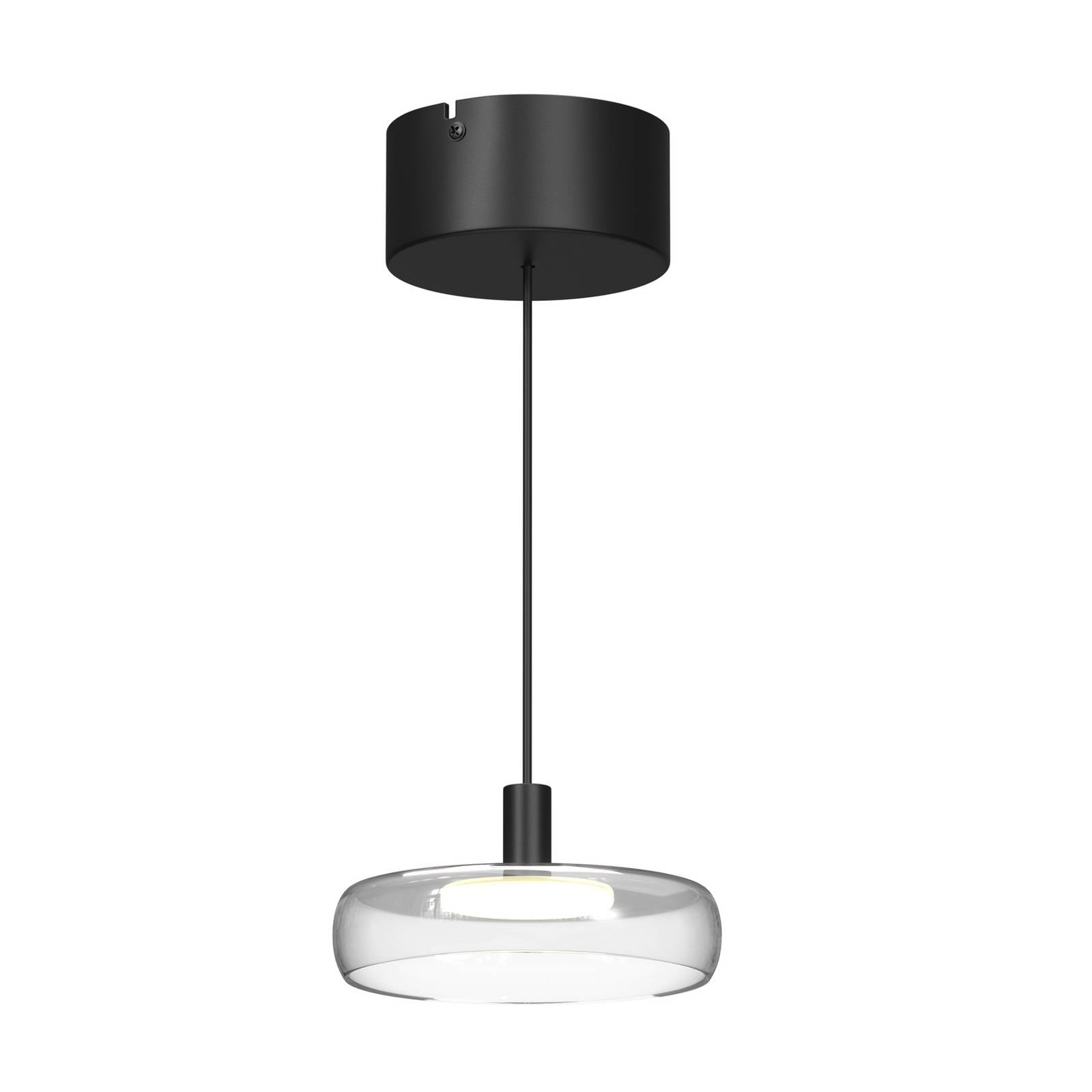 LED-Hängeleuchte FLOAT, klar/schwarz, Ø 20 cm, Glas/Metall