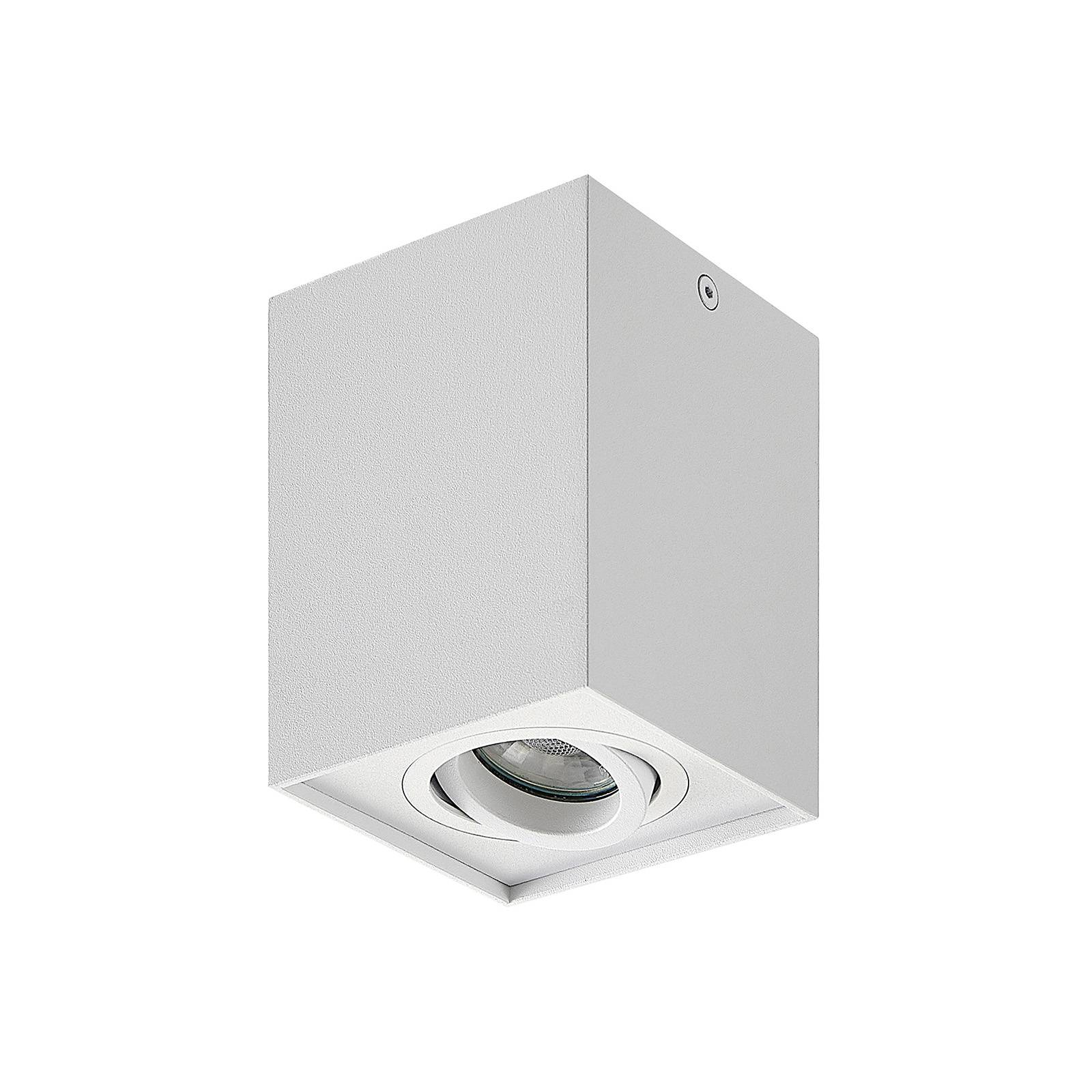 ELC Aleena downlight, adjustable, angular, white, for Living / Dining Room, aluminium, metal, GU10, 50 W, L: 9.7 cm, W: 9.7 cm, H: 12.6 cm
