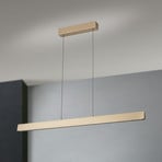 Lámpara colgante LED Tara, color dorado, longitud 120 cm, aluminio/acero