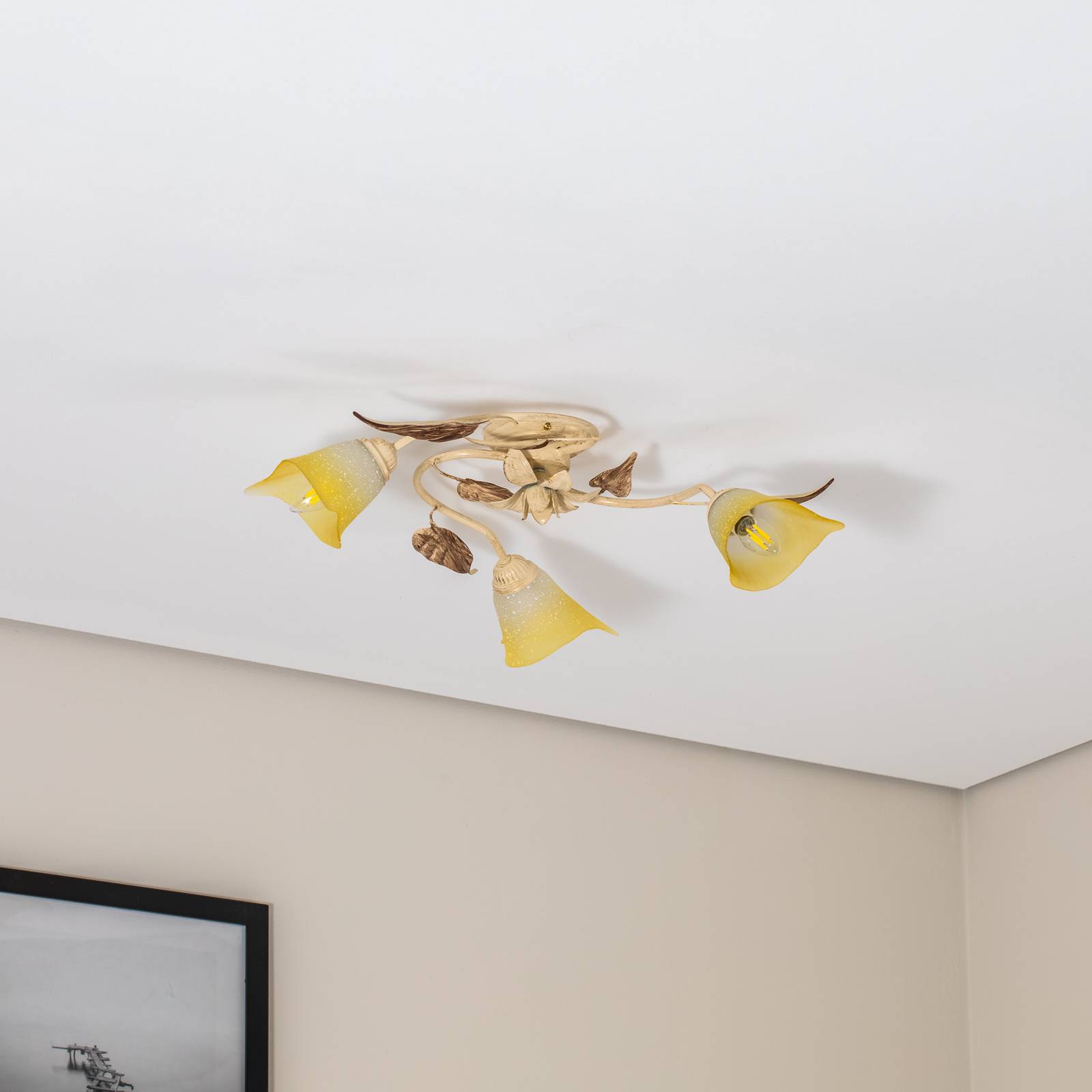 Lampa sufitowa Vanda 3-punktowa, kość słoniowa