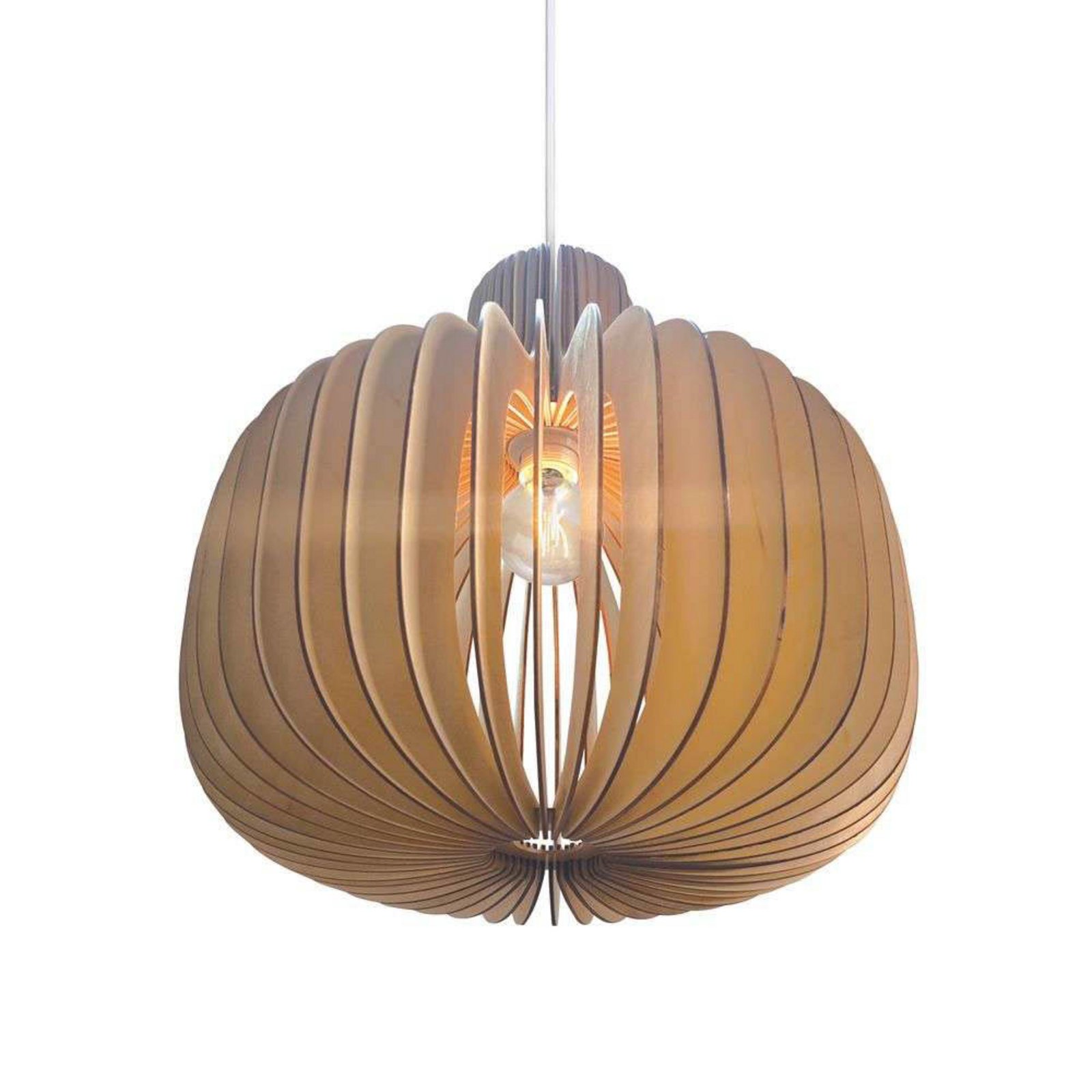 Pendelleuchte Hazo, Ø 43 cm, naturfarben, Holz
