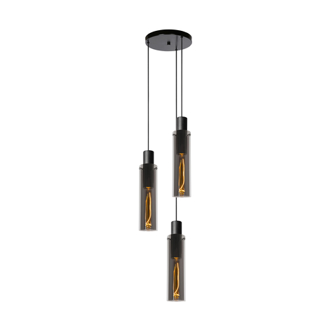 Suspension Orlando, gris fumée, à trois lampes