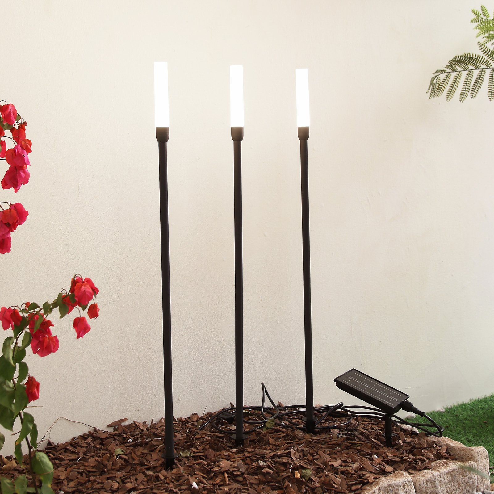 Balian Solar Cell Lamp w/Ground spike 3 pcs. Black - Lindby
