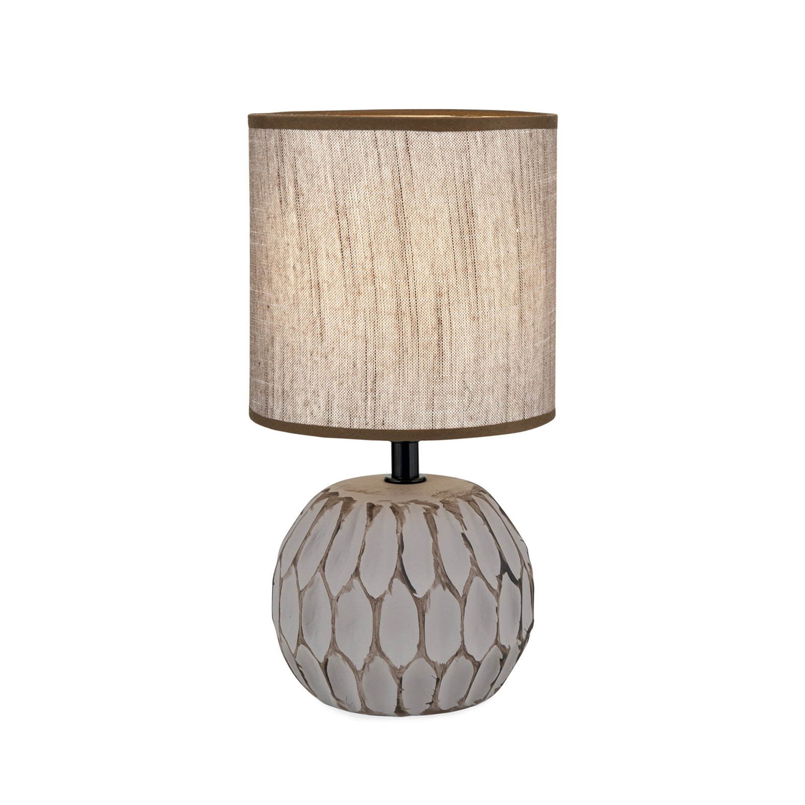 Pinia table lamp, brown, height 27.5 cm, ceramic/linen