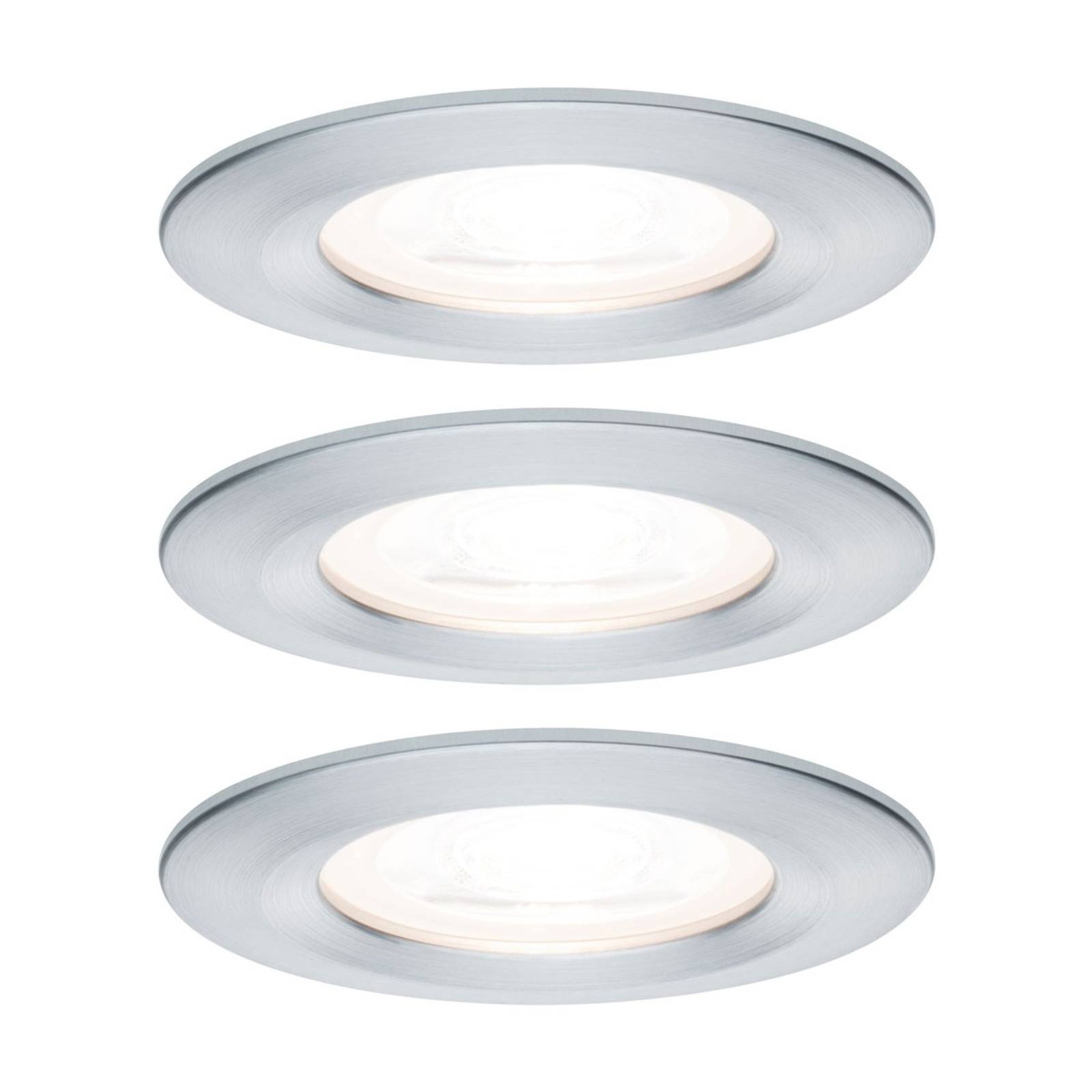 Paulmann Licht Paulmann No. 93480 LED Einbauleuchte Nova rund 6,5W GU10 Alu 3er-Set IP44 dimmbar