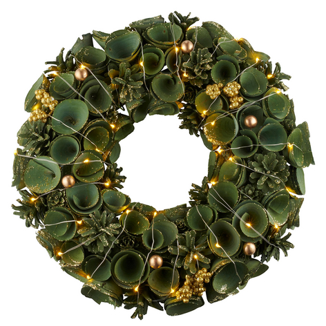 LED-Kranz Alice, grün/gold, Ø 30 cm
