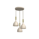 Noak pendant light, 3-bulb, beige/gold, round, steel