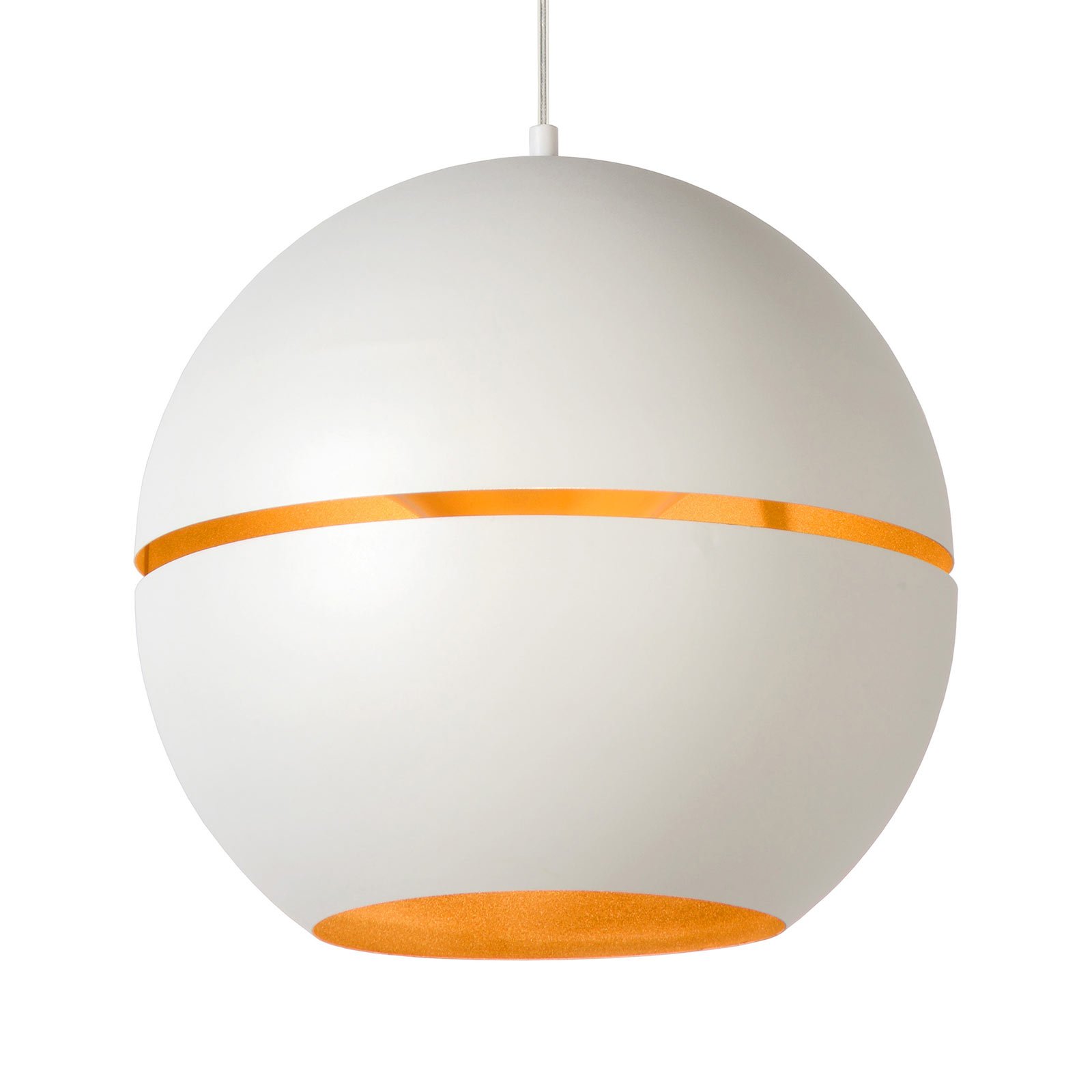 Lucide Binari pendant lamp with spherical lampshade white, for Living / Dining Room, metal, E14, 40 W, energy efficiency: A++, H: 34 cm
