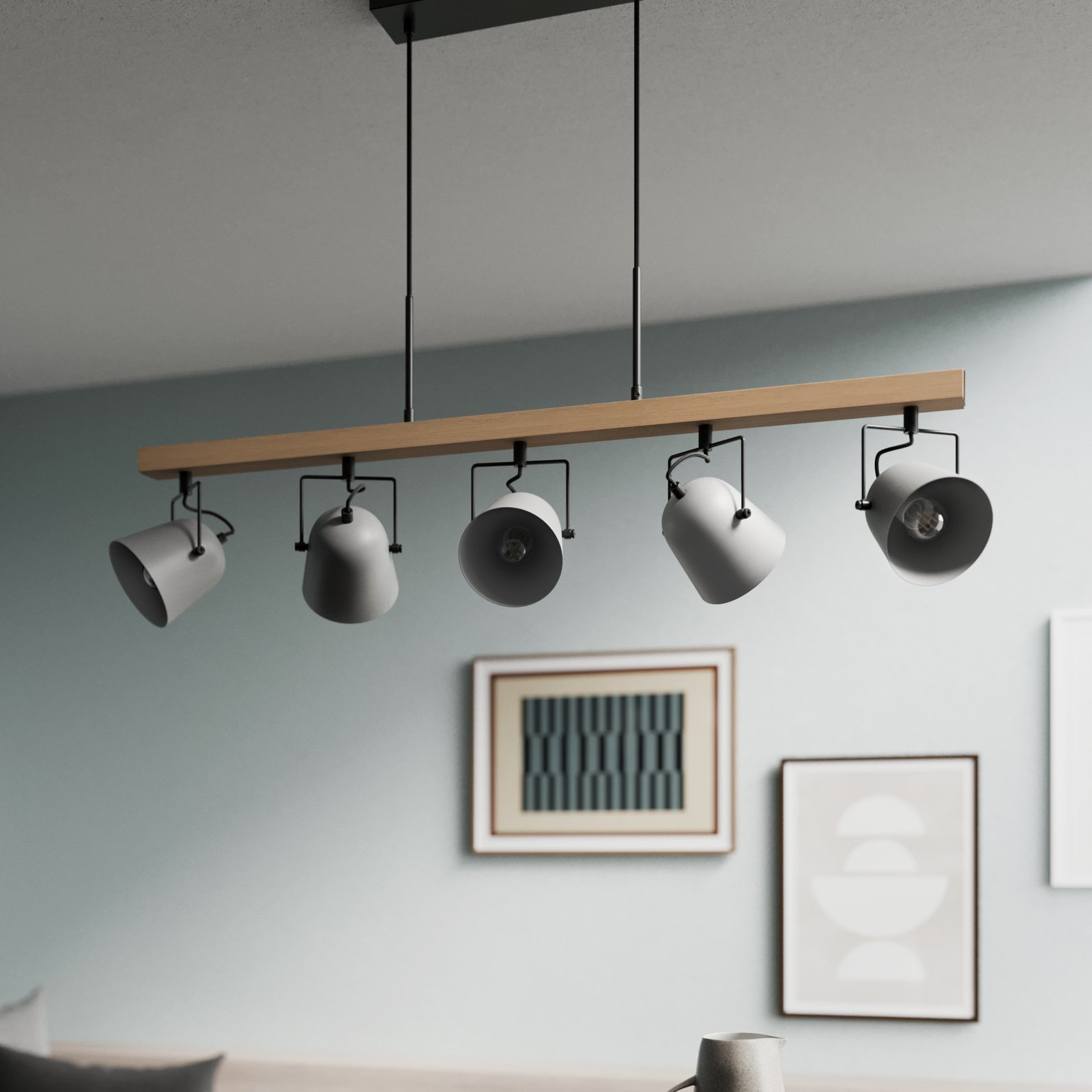 Lindby Adalin hanglamp, 5-lamps, grijs
