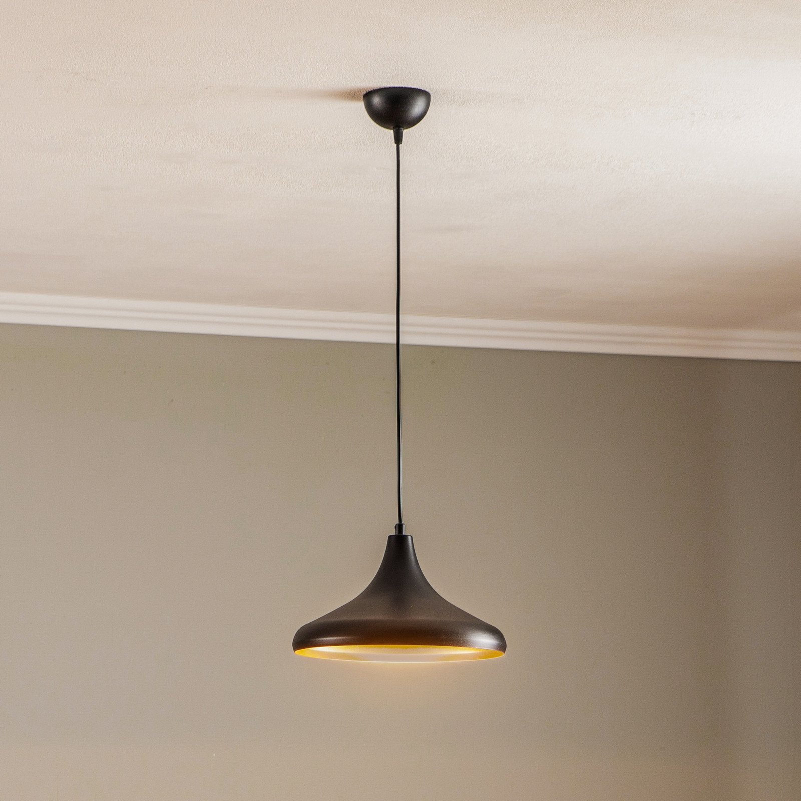 Avonni Lampă suspendată AV-4106-M8-BSY-29 Negru/Auriu Ø 29cm - Camera de zi / sufragerie - negru auriu antic - Metal