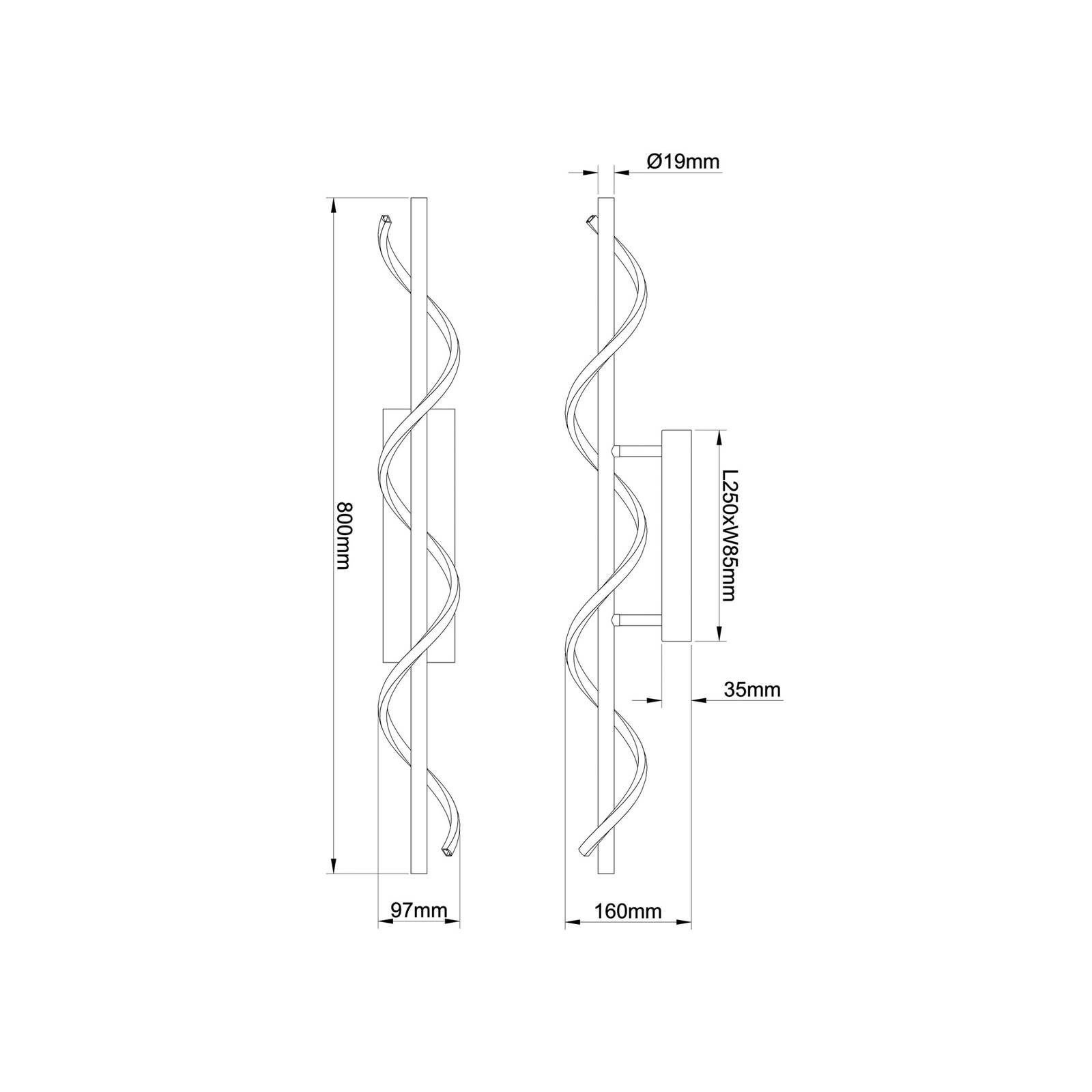 Brilliant LED-taklampa Eunice längd 80 cm svart metall