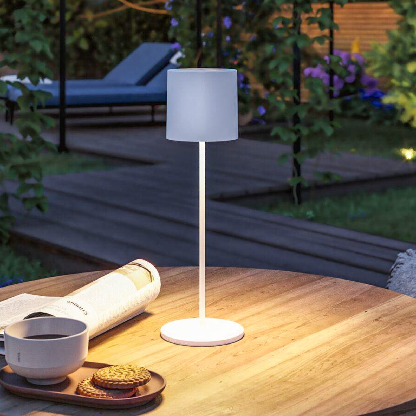 Paulmann Tuni LED rechargeable table lamp, white, plastic, IP44