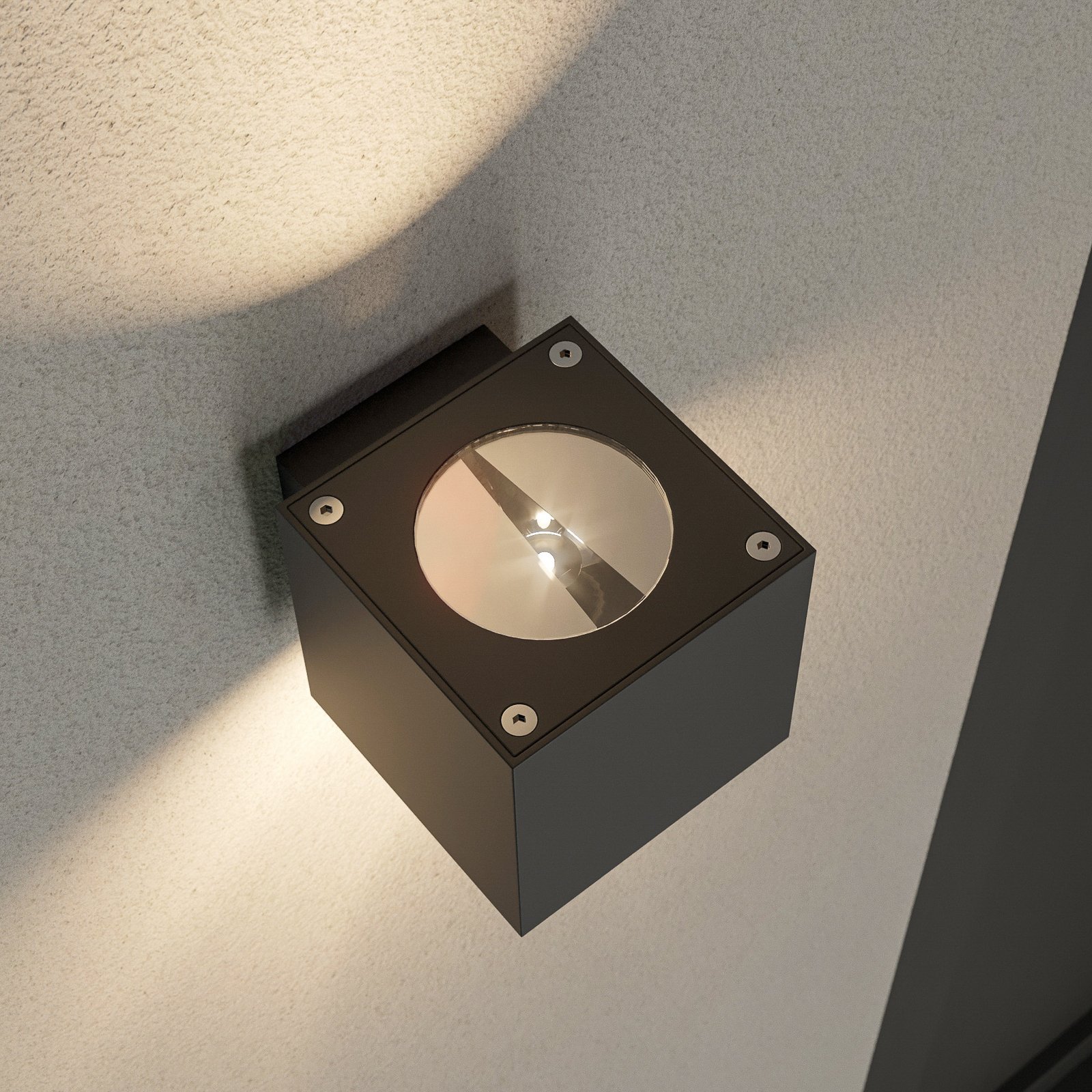 Lucande LED-utomhusvägglampa Jarno, antracit, metall, 9 cm