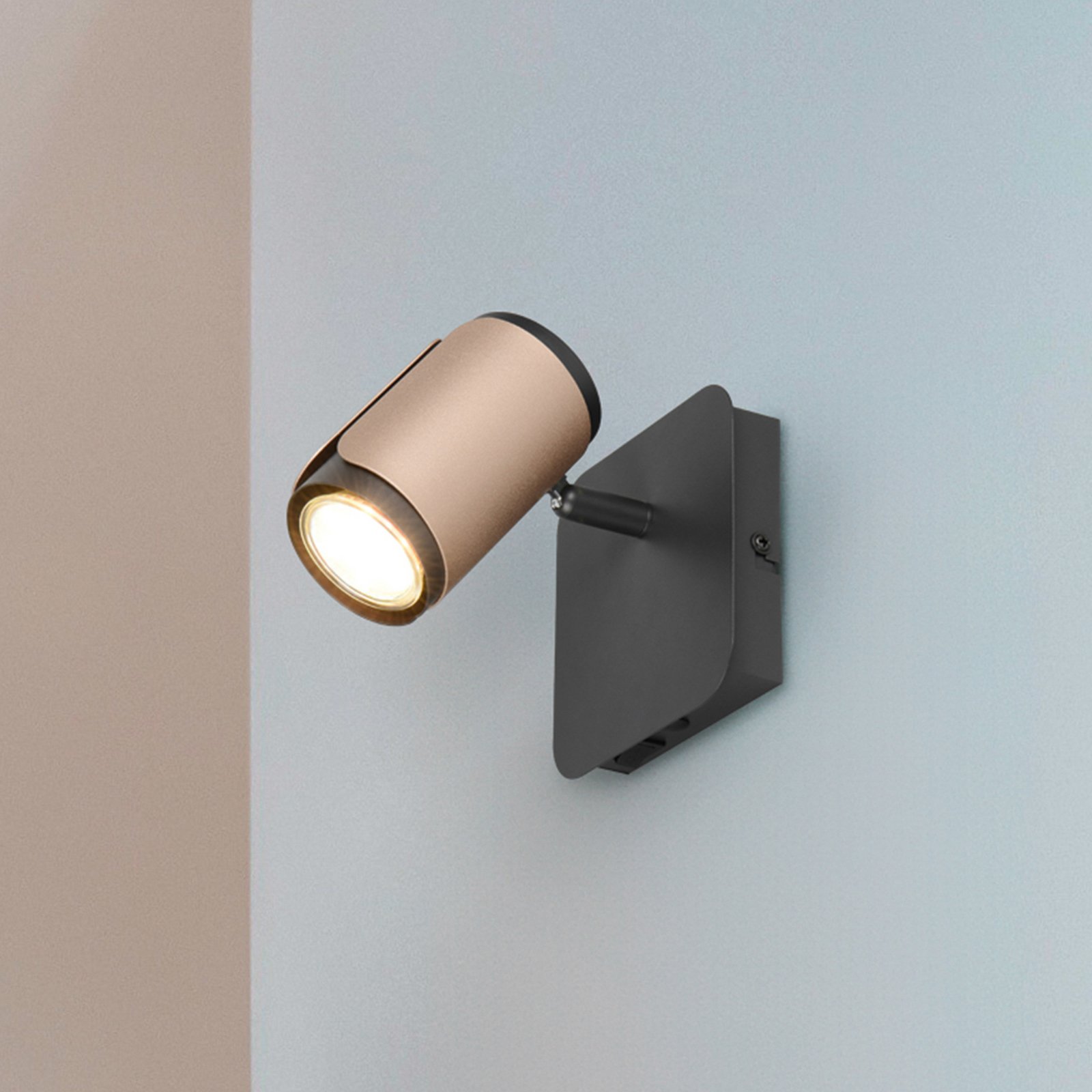 Spot pour plafond Gillan, café, à 1 lampe, métal, GU10