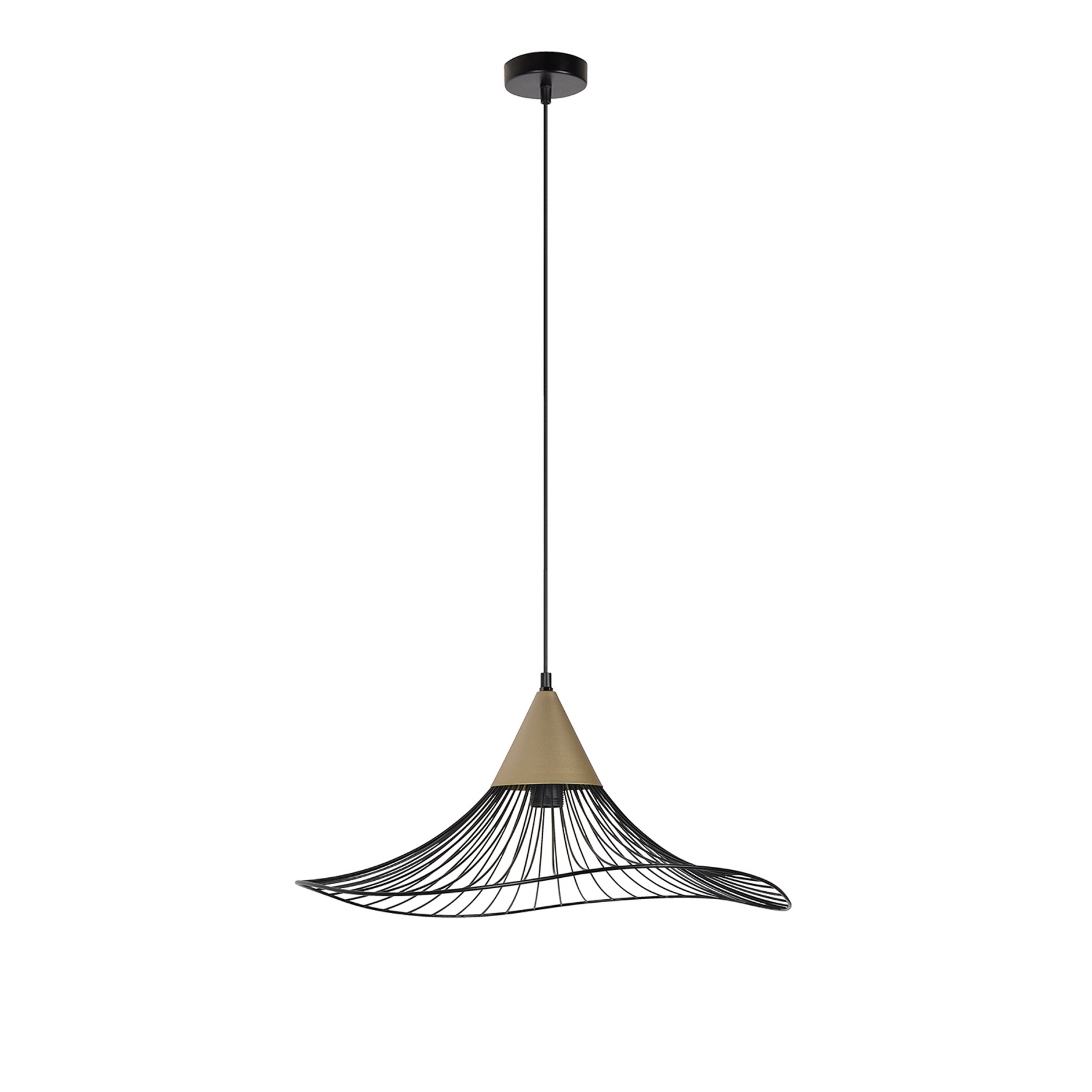 Lizzie pendant light, black/brass, Ø 60 cm - COREP SAS