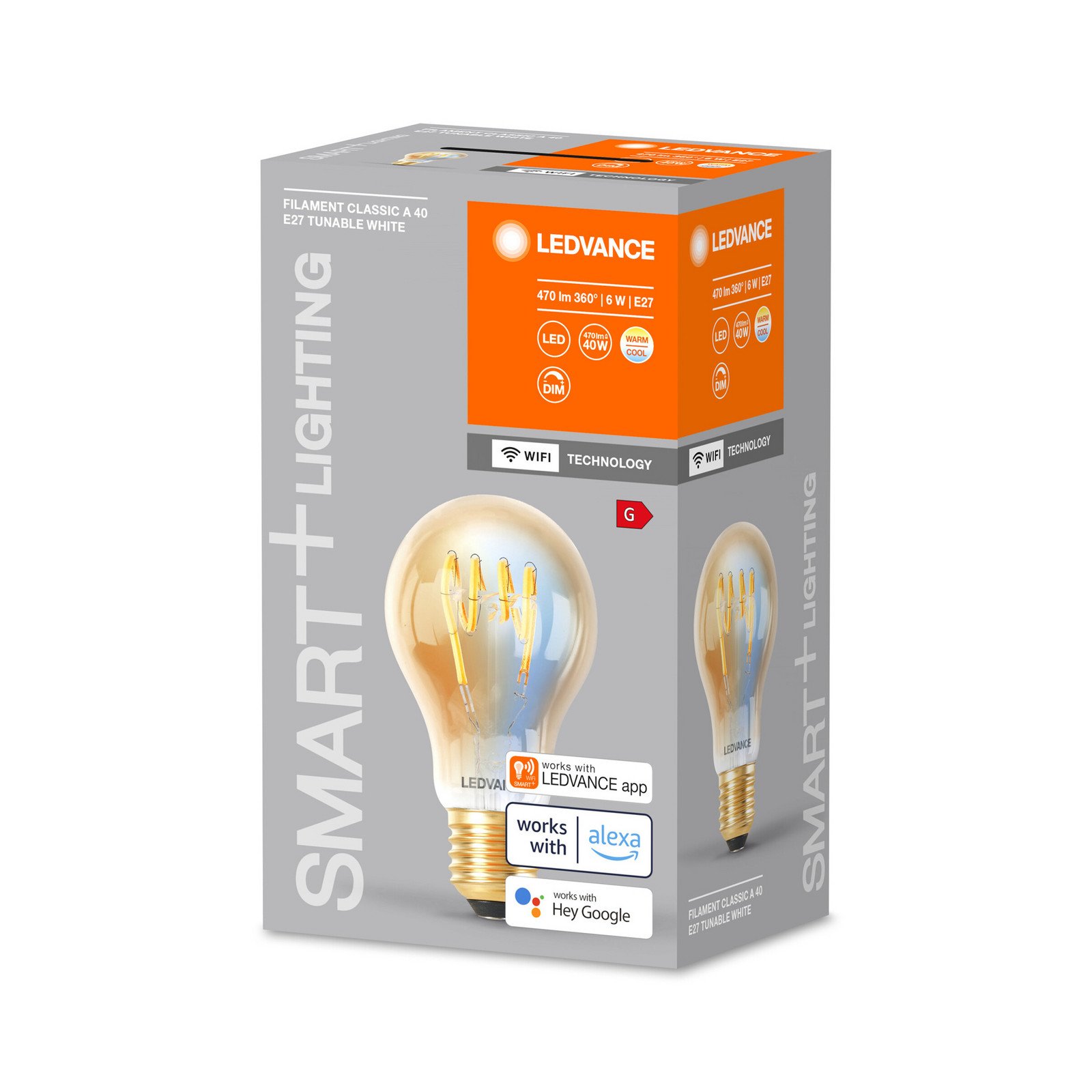 LEDVANCE SMART+ WiFi E27 6W Classic auriu 822-850