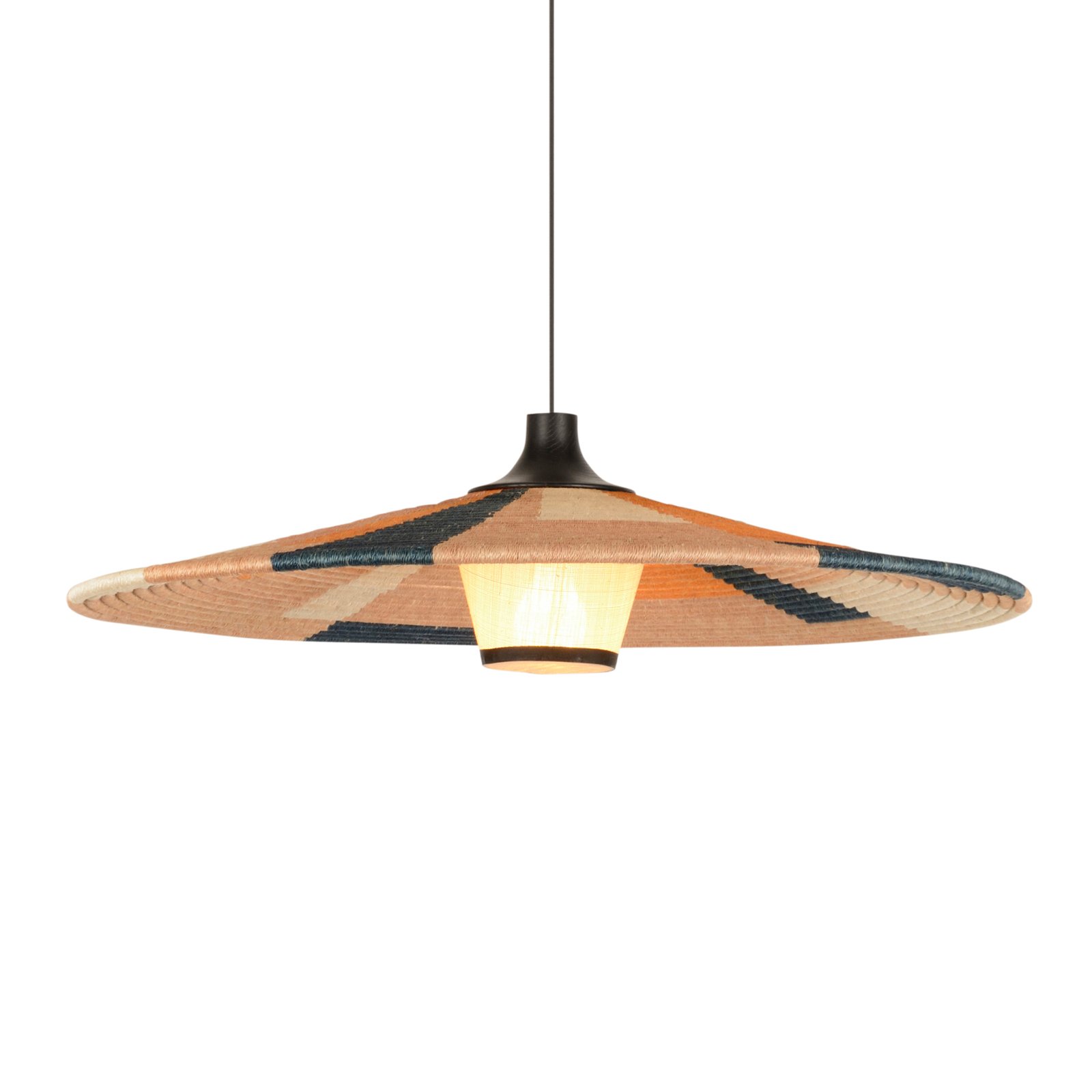 Forestier Parrot L pendant light, rattan and abacá