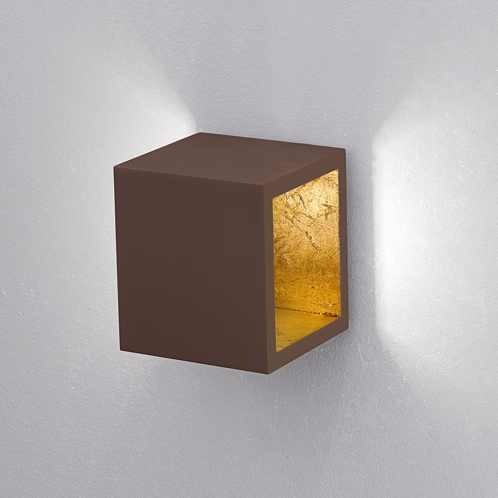 ICONE Cubò - LED ceiling light, 10 W, brown/gold