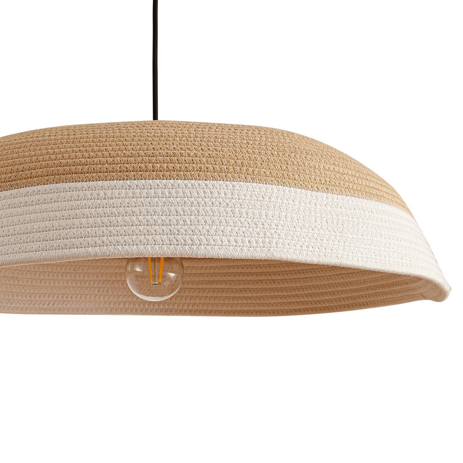 Żyrandol Lindby Caliva, Ø 60 cm, beżowy/biały, linowy