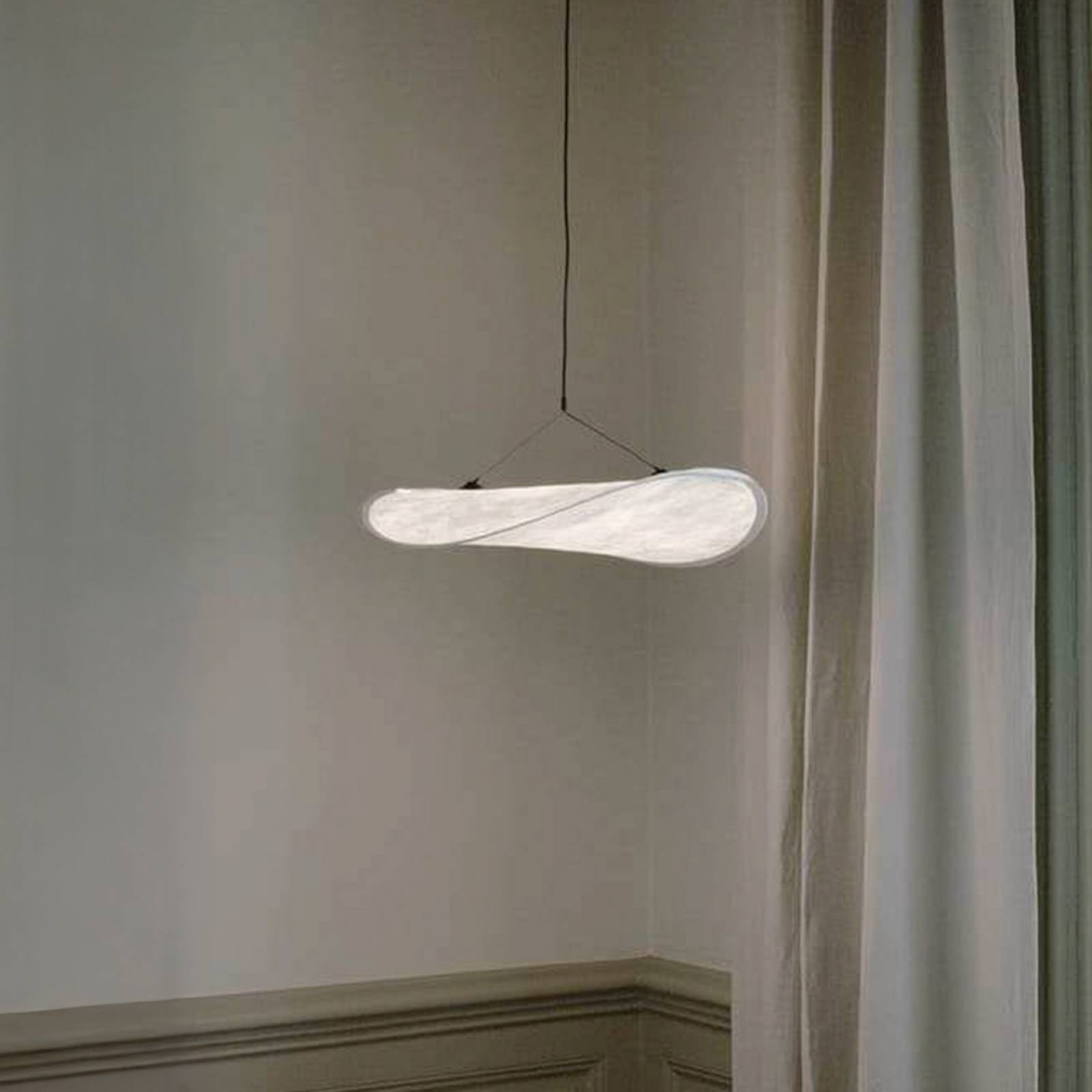 NEW WORKS LED-pendellampa Tense, Ø55, vit, dimbar