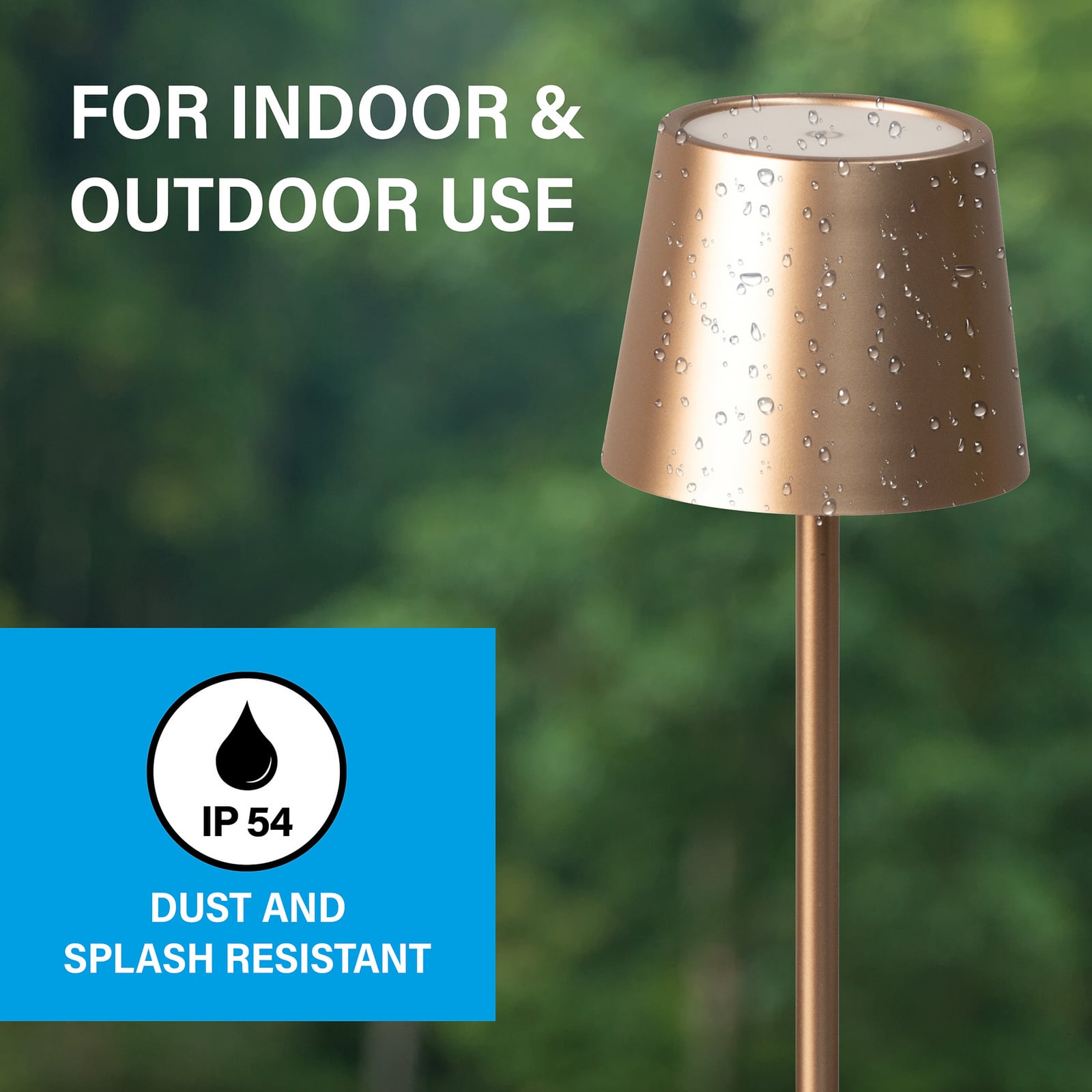 LED tafellamp Roxi, koffiekleurig, metaal, IP54, dimbaar