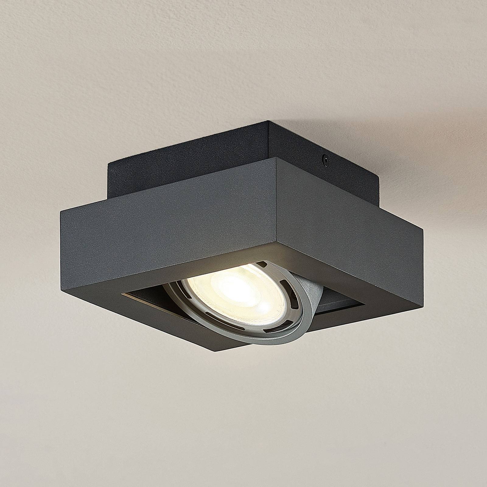 Arcchio Ronka LED ceiling spotlight GU10 1-bulb dark grey, for Living / Dining Room, aluminium, metal, GU10, 11.5 W, energy efficiency: A+, L: 18.5 cm, W: 18.5 cm, H: 9 cm