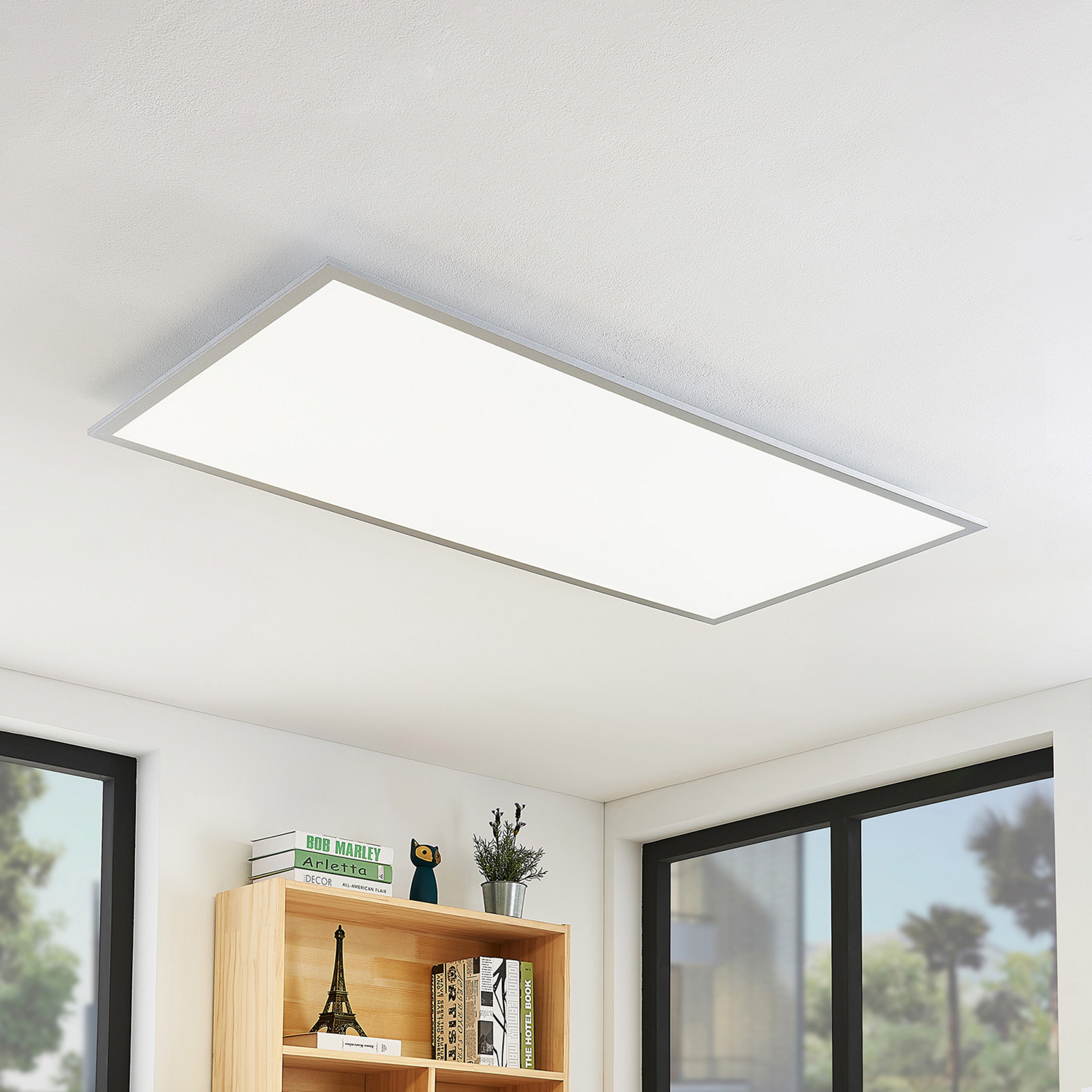 Lindby Plafonnier LED Zento, 120 cm, argenté, 4.000 K