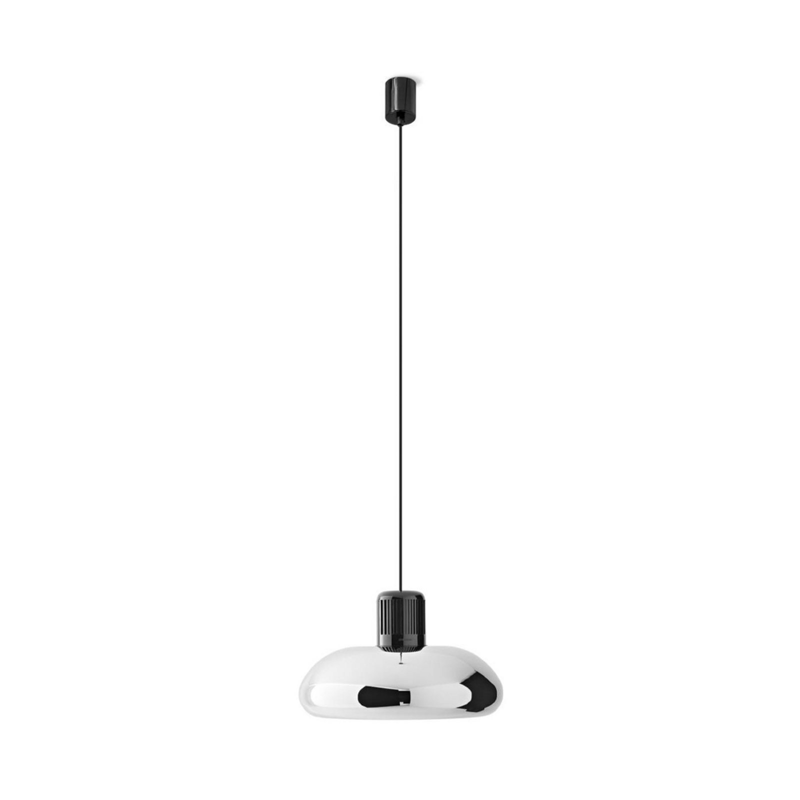 Stilnovo LED piekaramā lampa Trepiù, hroms/melns, Ø 40 cm