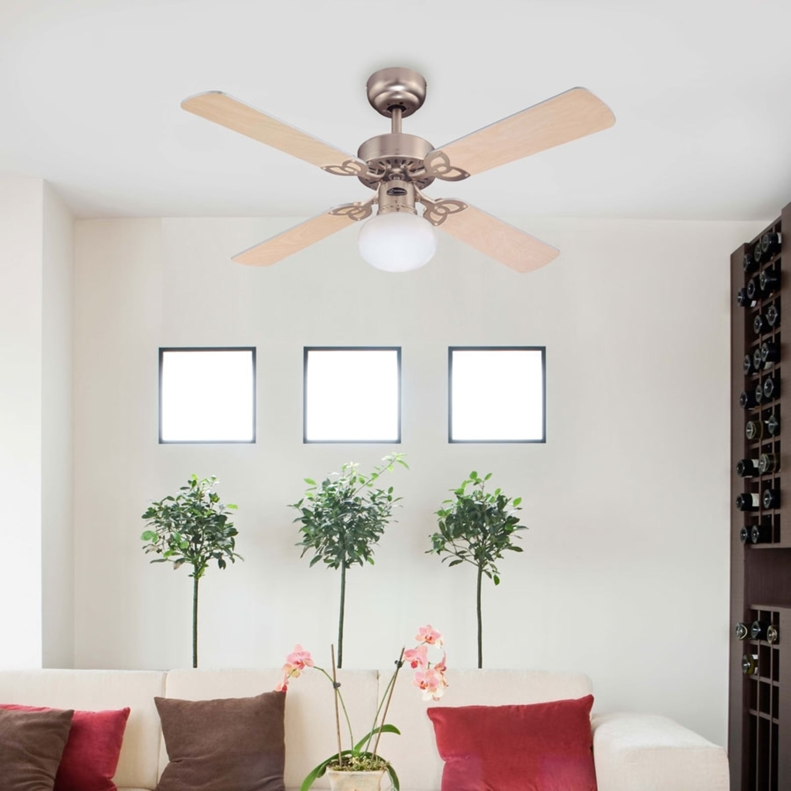 Deckenventilator mit Licht Vegas alu Holz leise Westinghouse