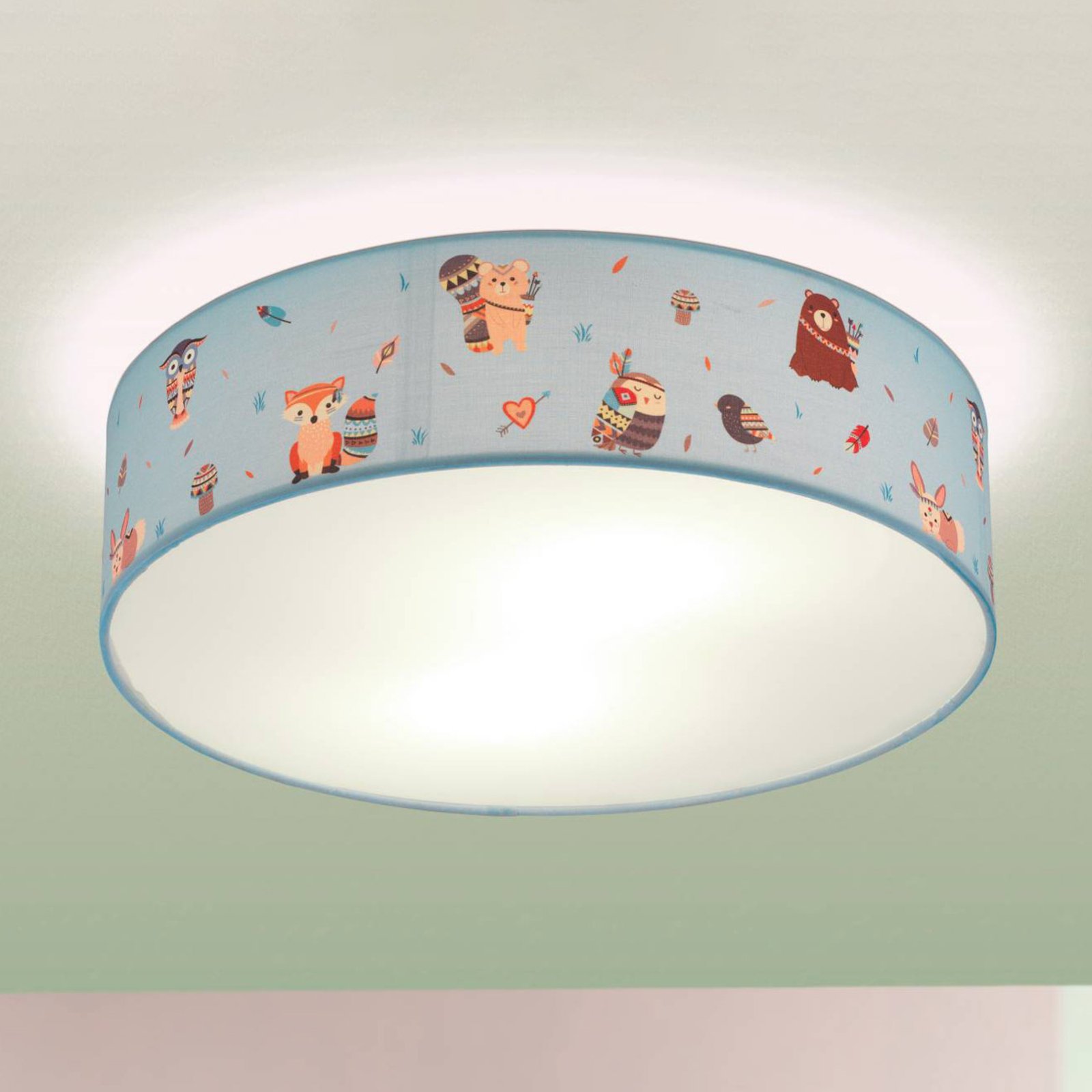 Lámpara de techo Ruffo textil diseño animal bosque