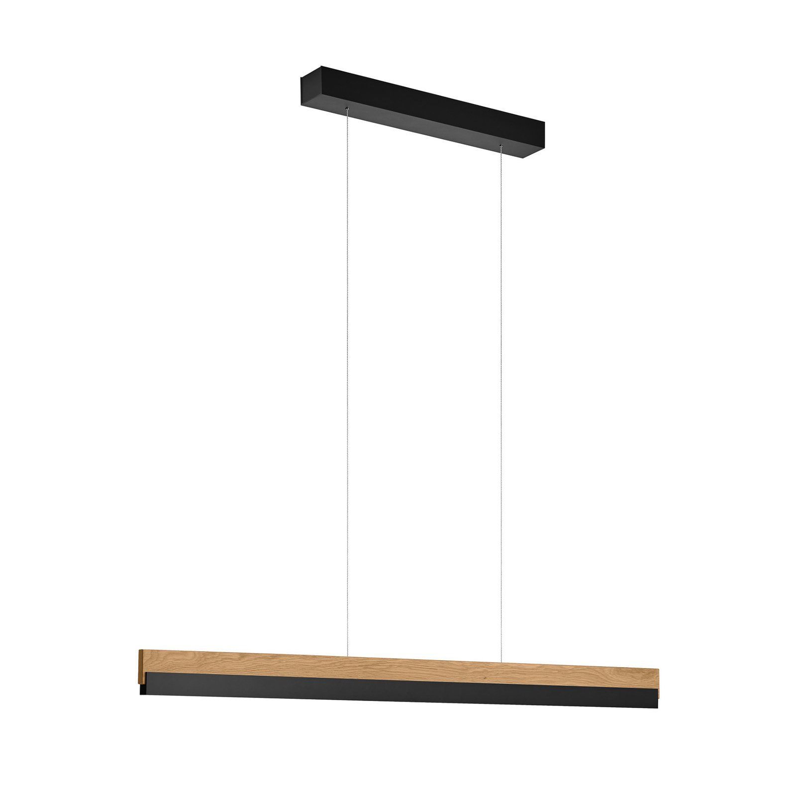 Quitani hanglamp Keijo, zwart/eiken, 103 cm
