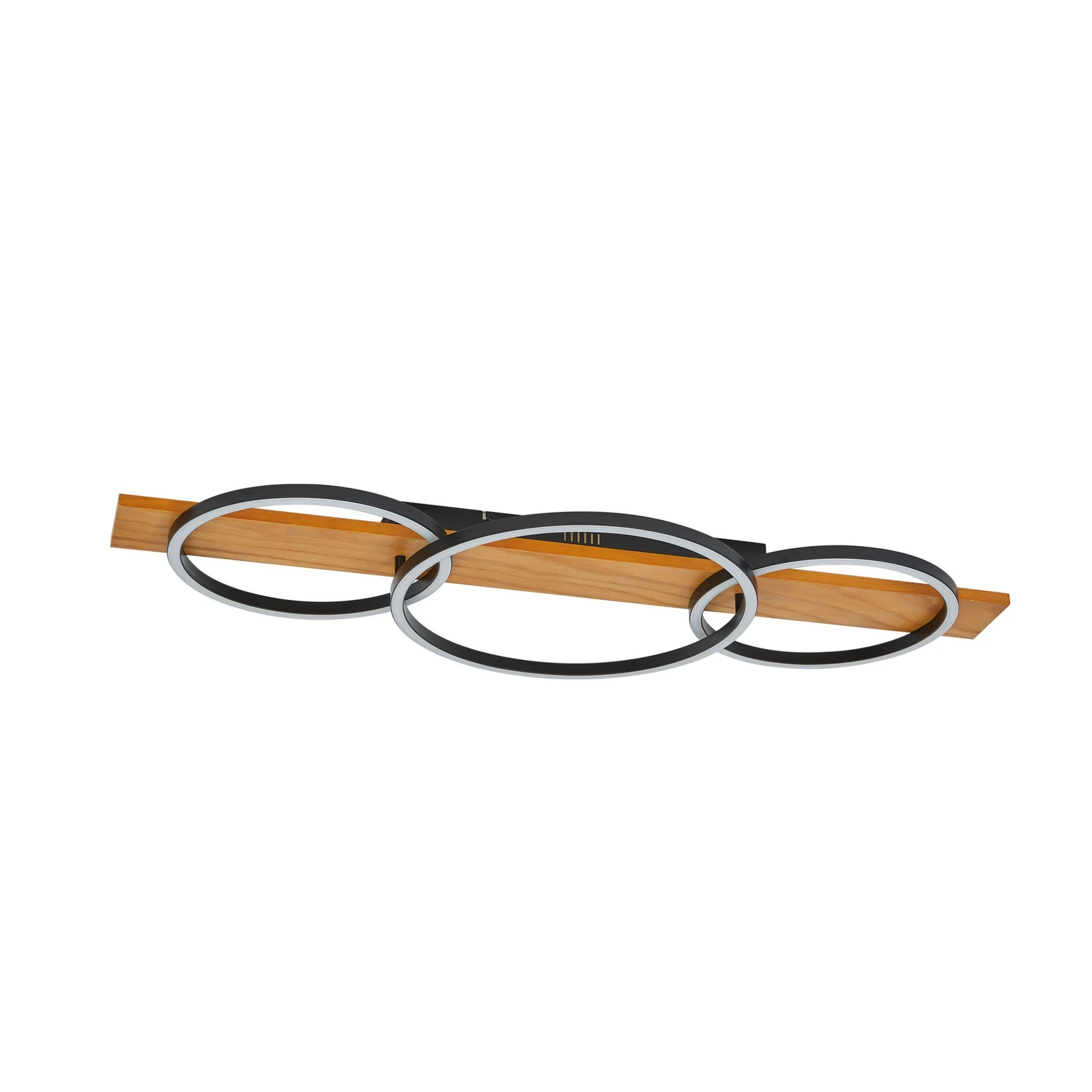Lindby LED φωτιστικό οροφής Galad, μαύρο, ξύλο, 3-φωτιστικό, 98 cm