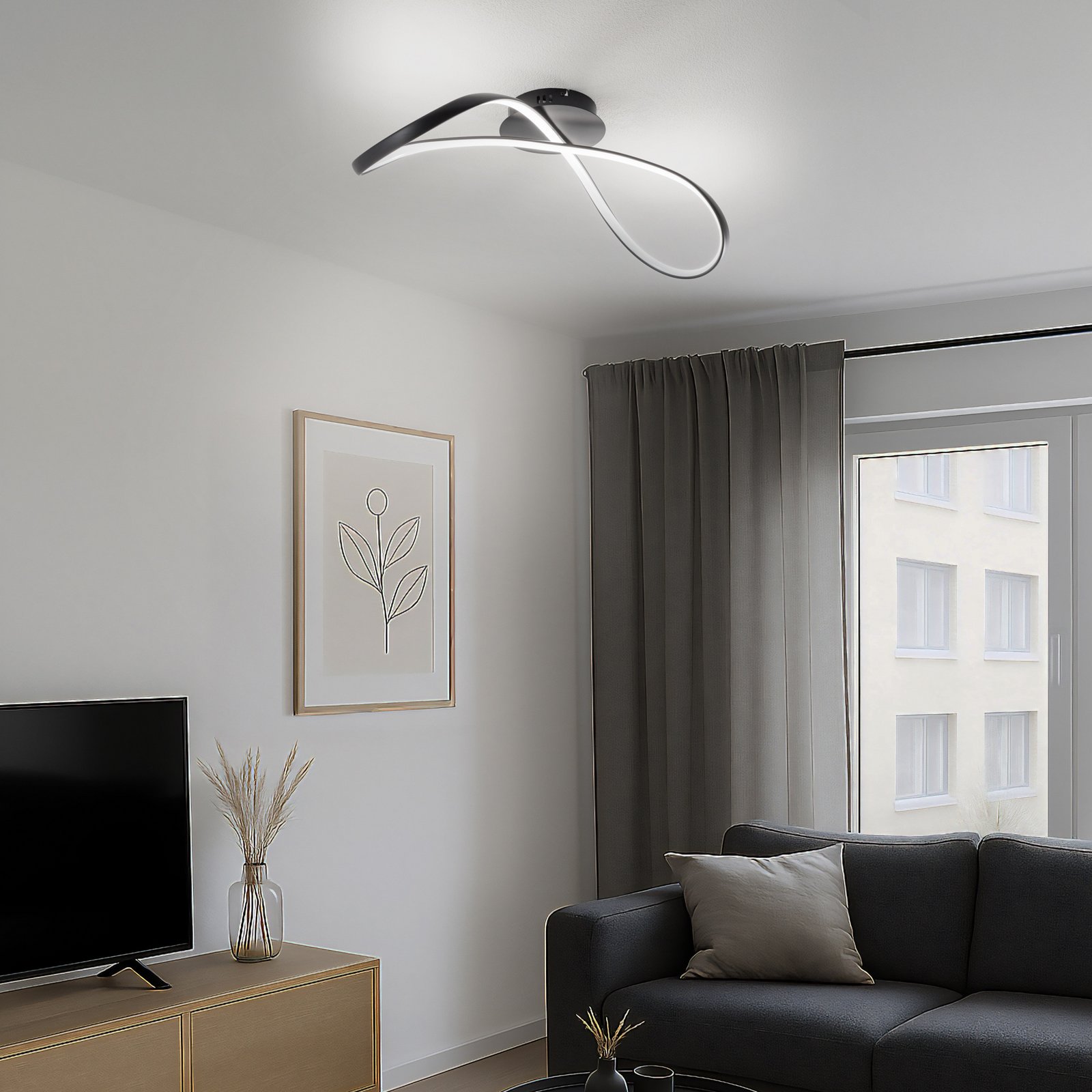 LED-taklampe Infinity, metall, svart, 4000 K LED-taklampe Infinity, metall, svart, 4000 K